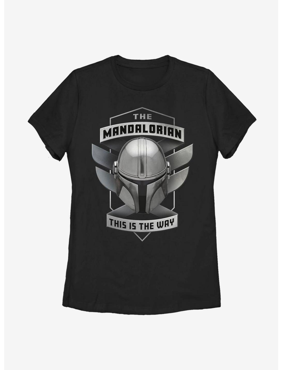 Star Wars The Mandalorian Helmet Emblem Womens T-Shirt, BLACK, hi-res
