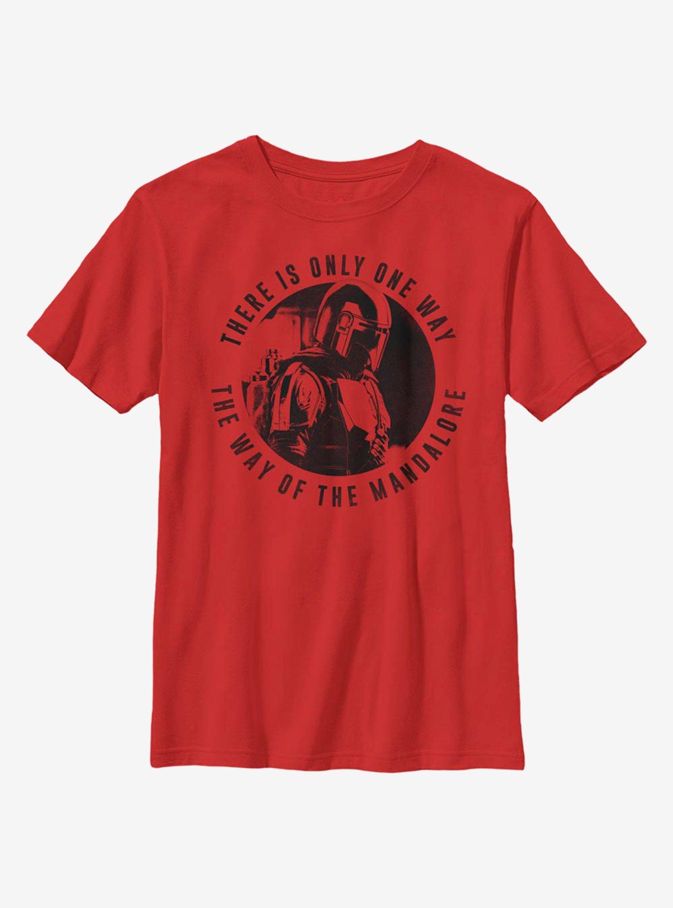 Star Wars The Mandalorian Mandomon Only One Way Youth T-Shirt, RED, hi-res