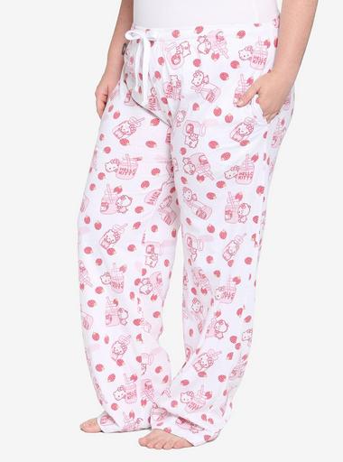ルームウェア・パジャマ 9090 Girl x HELLO KITTY Gal Pants S size Hello Kitty Strawberry Milk Girls Pajama Pants Plus Size | Hot Topic