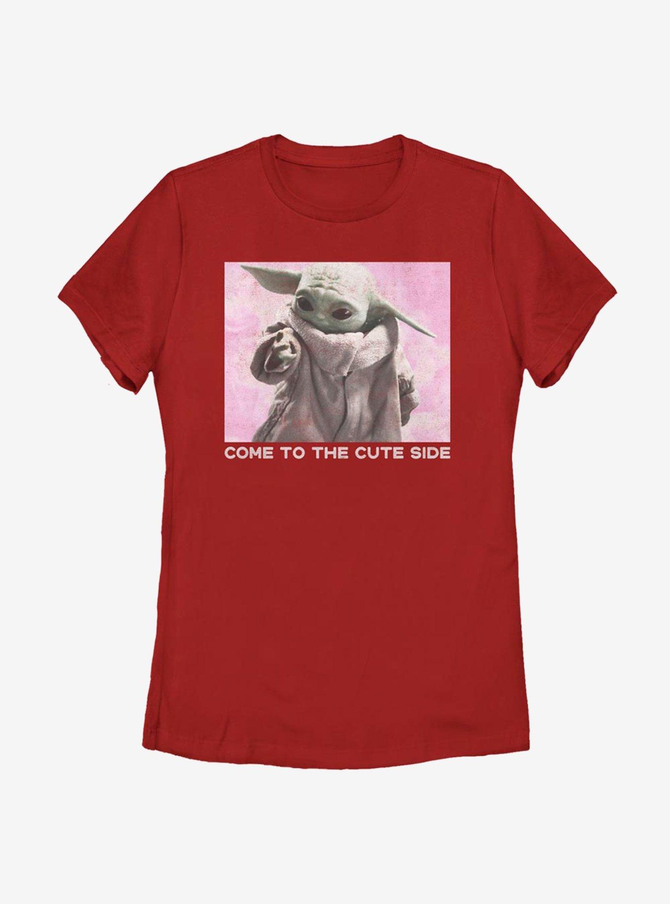 Star Wars The Mandalorian The Child Cute Side Reach Womens T-Shirt, RED, hi-res