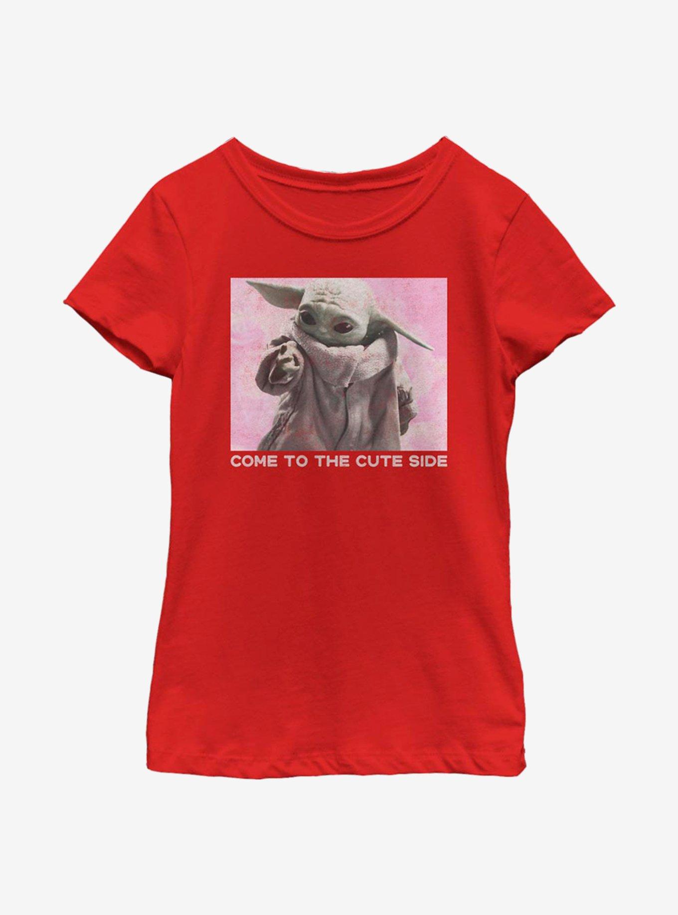 Star Wars The Mandalorian The Child Cute Side Reach Youth Girls T-Shirt, RED, hi-res