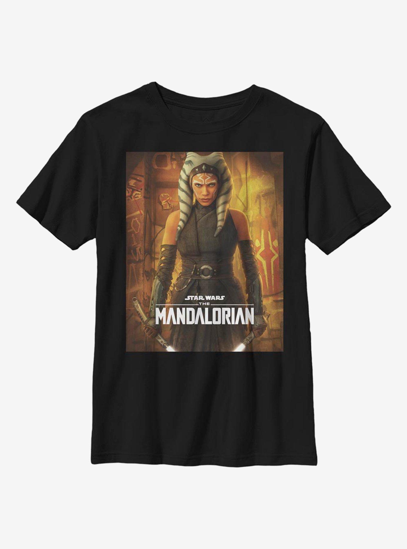 Star Wars The Mandalorian Ahsoka Poster Youth T-Shirt, BLACK, hi-res