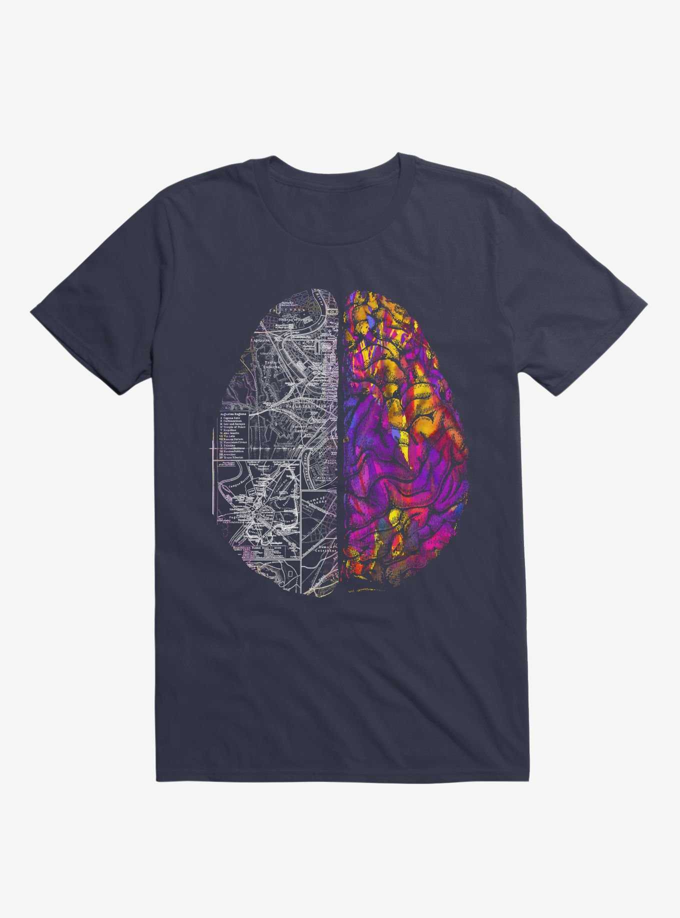 Ambiguity Brain Map Navy Blue T-Shirt, , hi-res