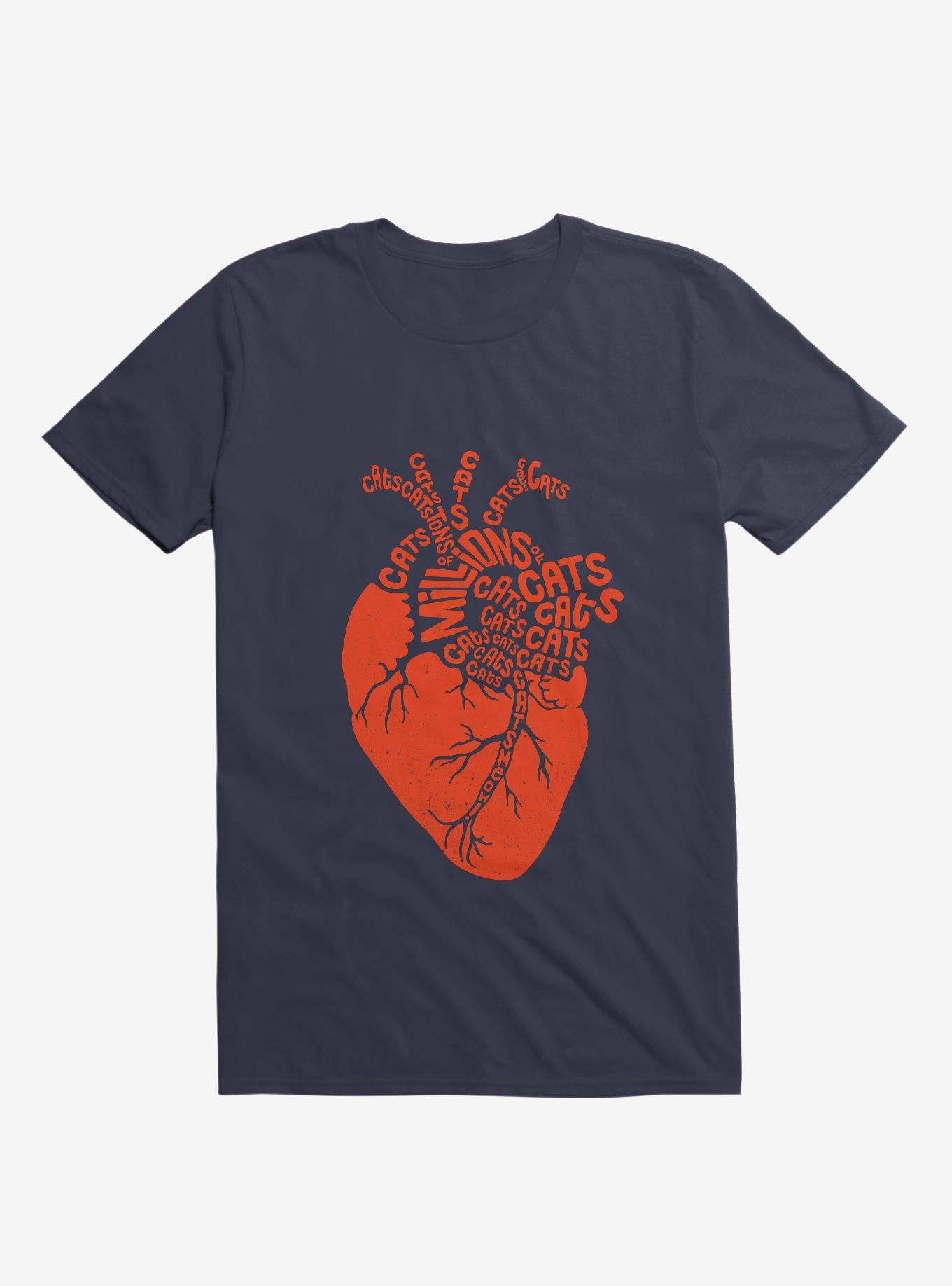 Anatomicat Heart Navy Blue T-Shirt, NAVY, hi-res
