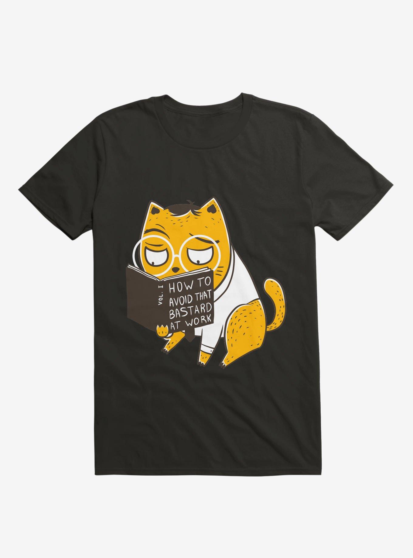 Avoid That Bastard At Work Cat Black T-Shirt, , hi-res