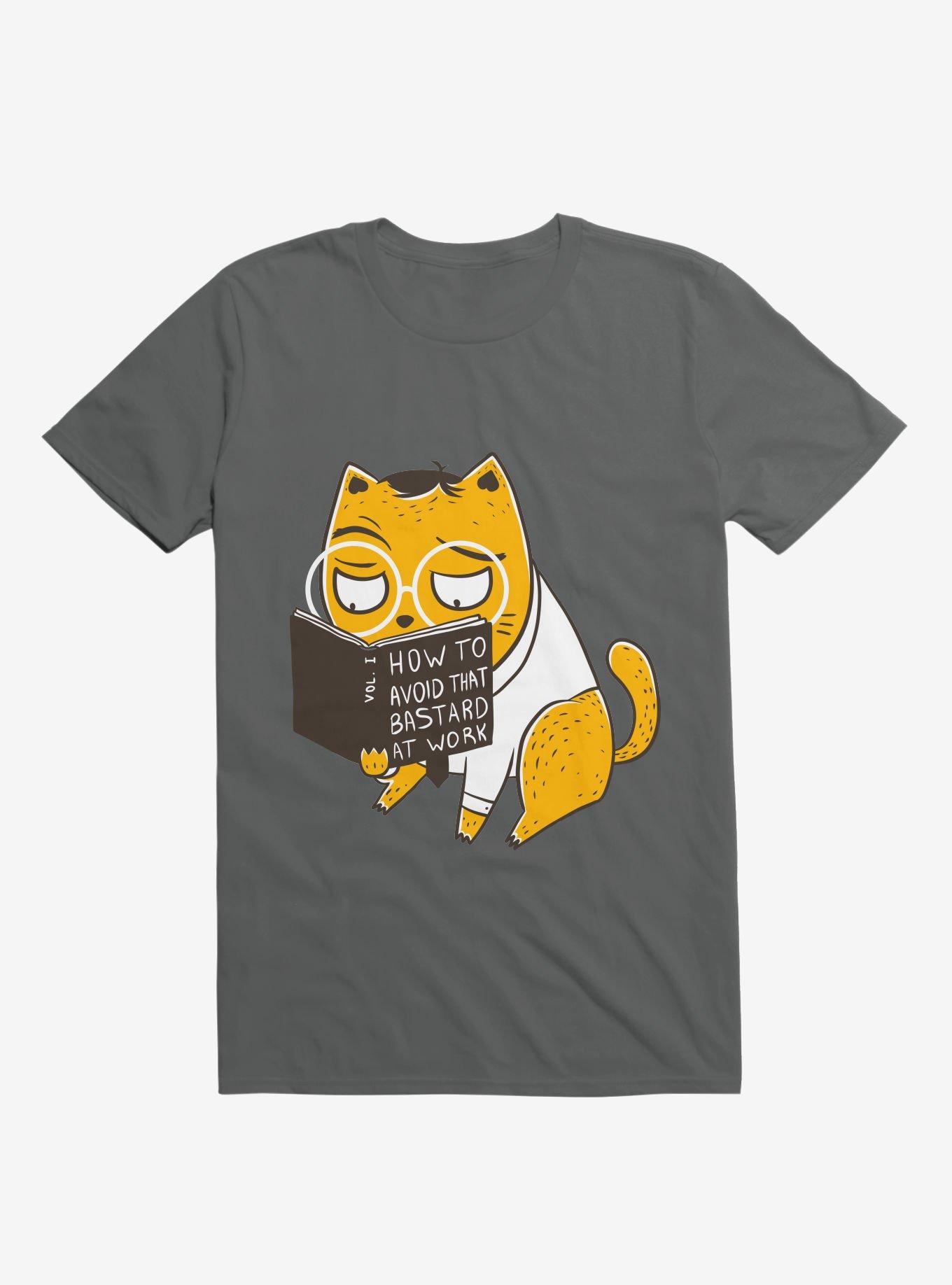 Avoid That Bastard At Work Cat Charcoal Grey T-Shirt, , hi-res