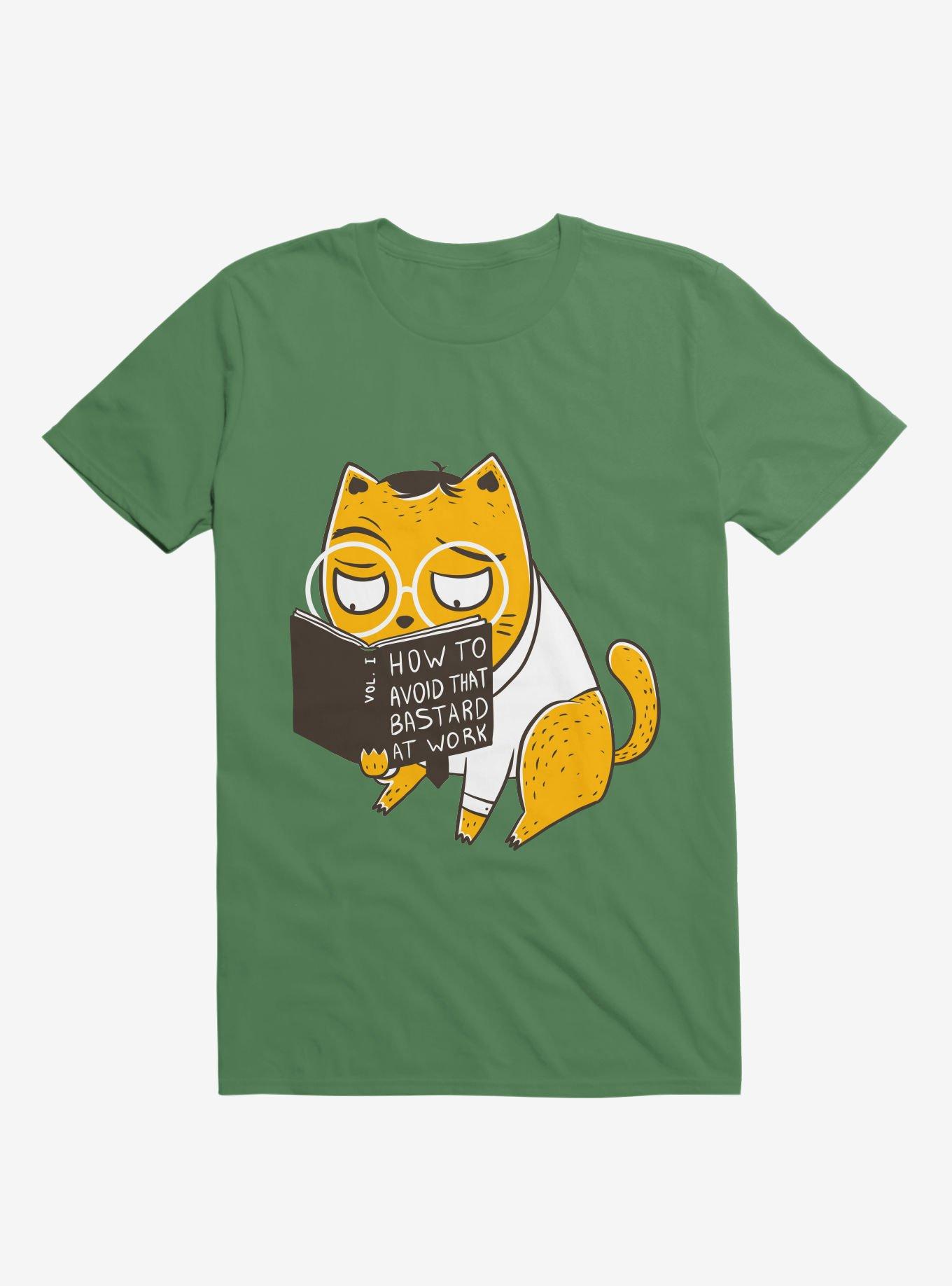 Avoid That Bastard At Work Cat Kelly Green T-Shirt, , hi-res