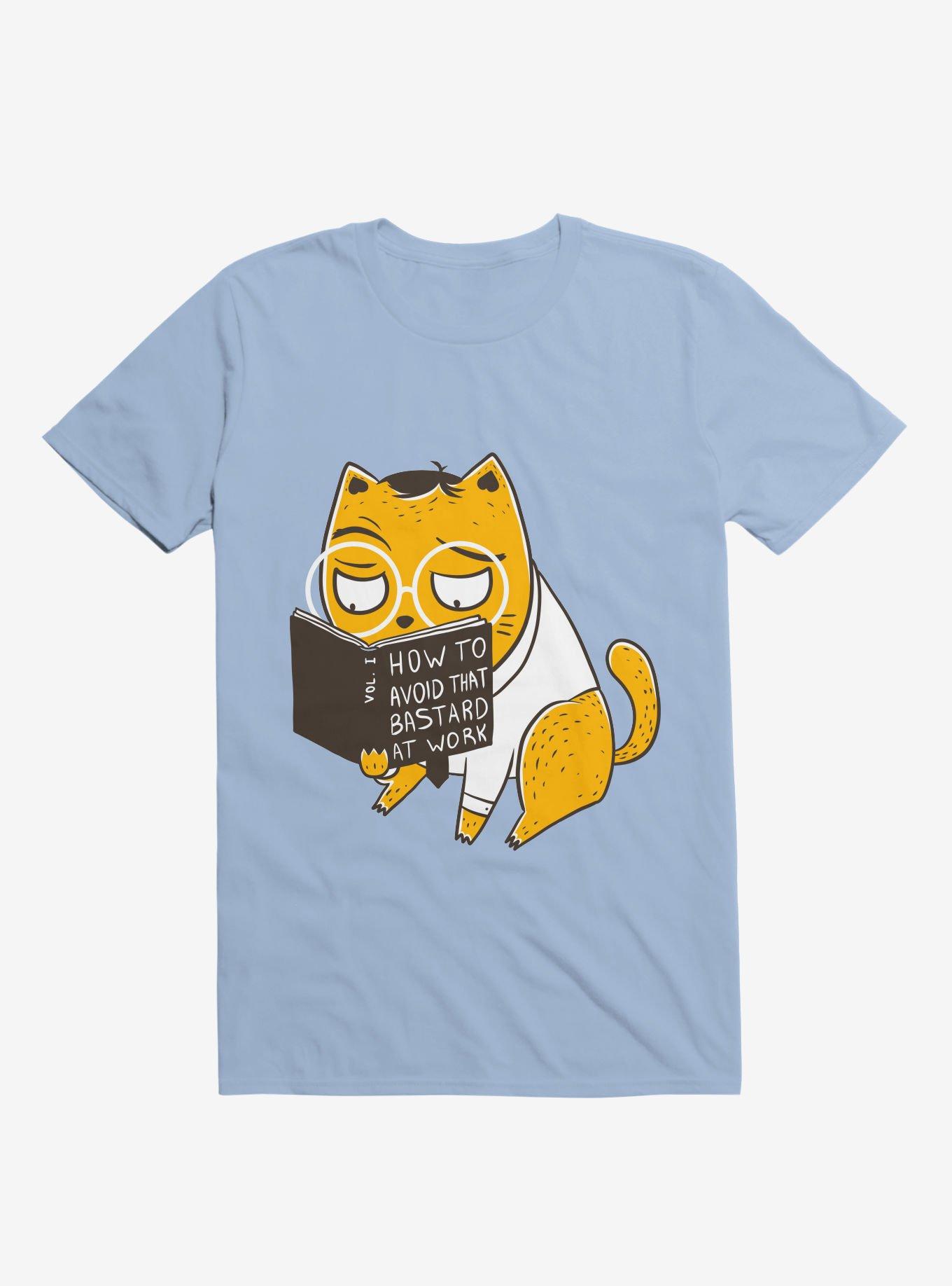 Avoid That Bastard At Work Cat Light Blue T-Shirt, LIGHT BLUE, hi-res