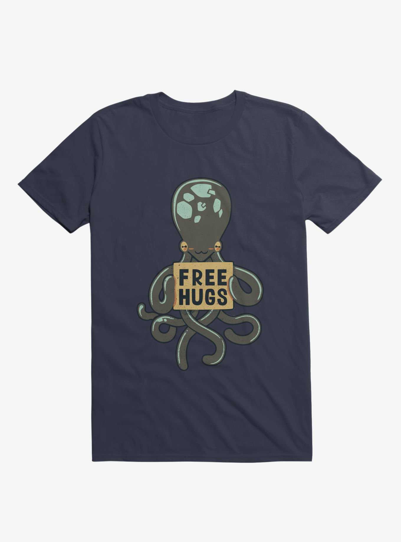 Free Hugs Octopus Navy Blue T-Shirt, , hi-res