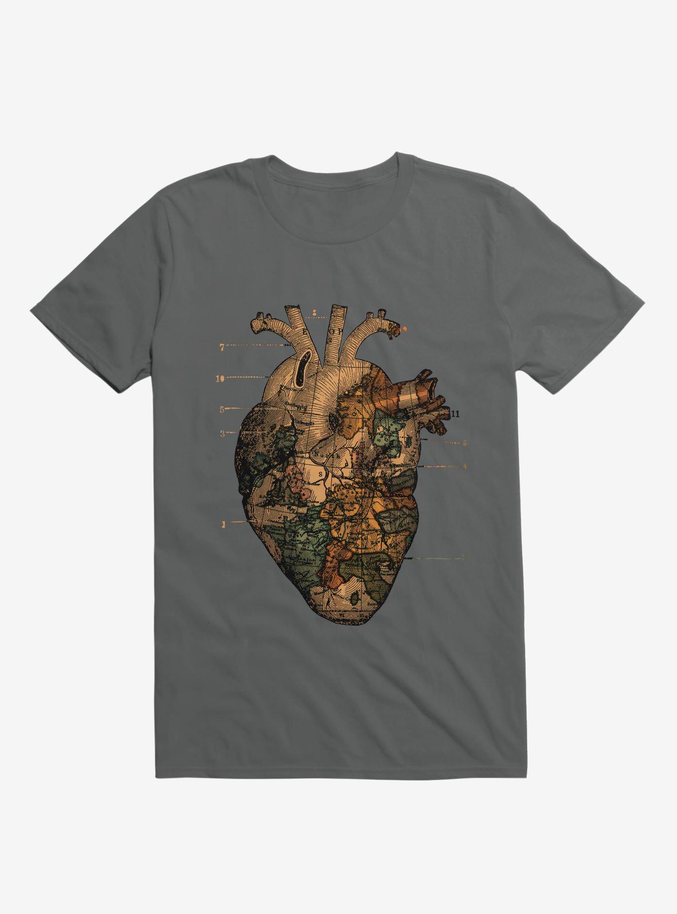 I'll Find You Heart World Map Charcoal Grey T-Shirt, , hi-res