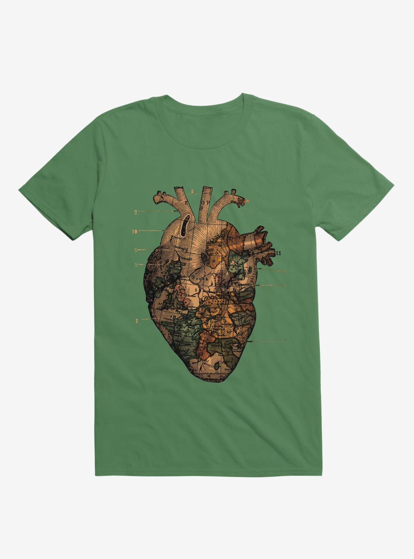 I'll Find You Heart World Map Kelly Green T-Shirt