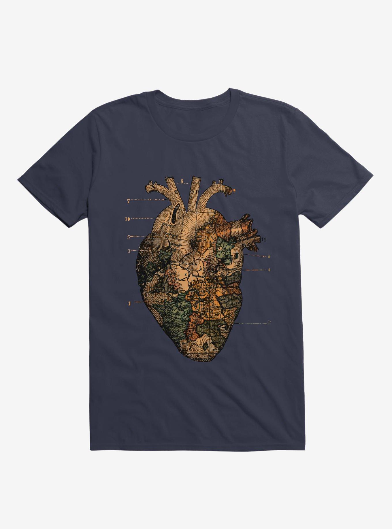 I'll Find You Heart World Map Navy Blue T-Shirt