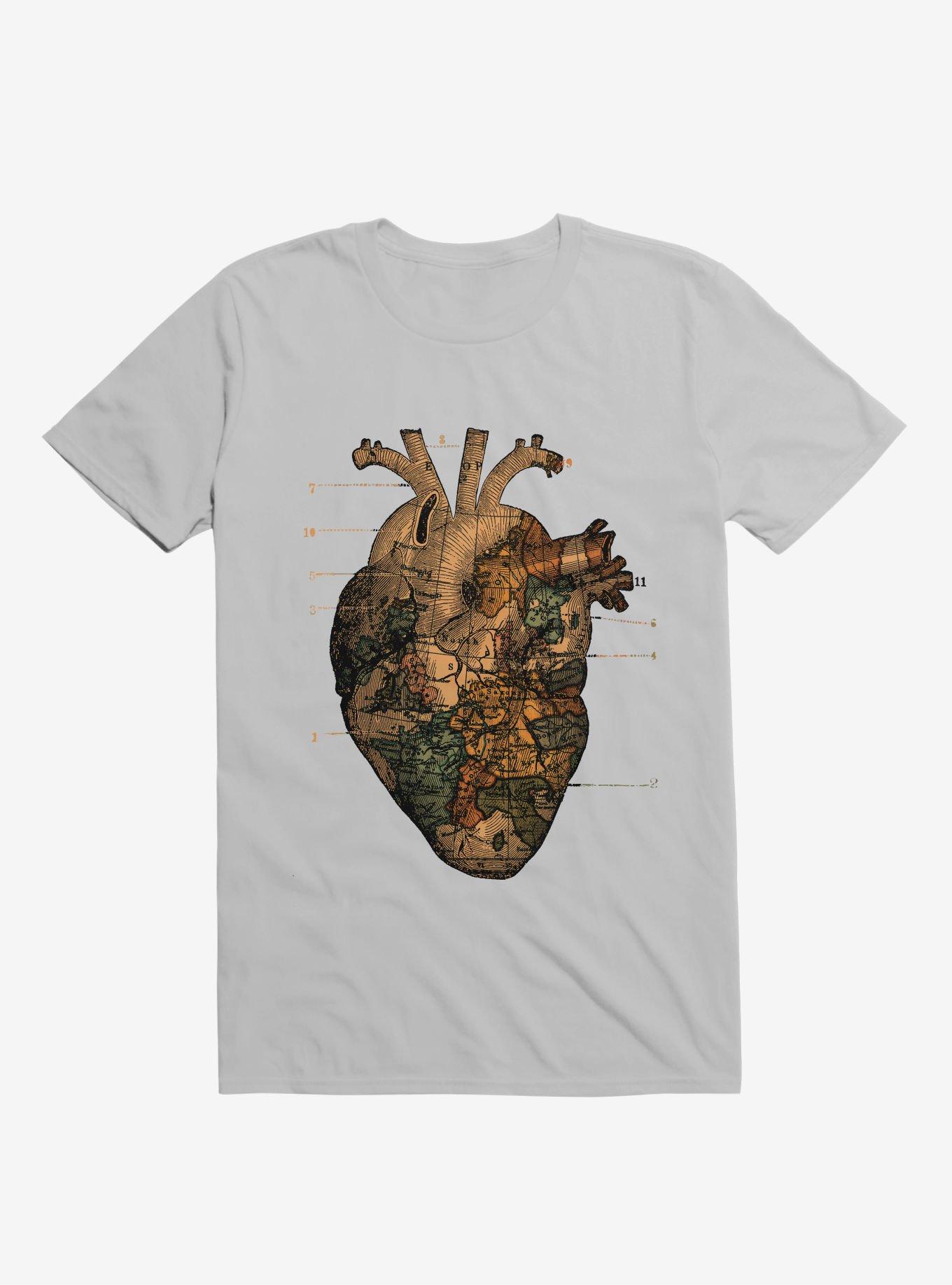 I'll Find You Heart World Map Ice Grey T-Shirt, , hi-res