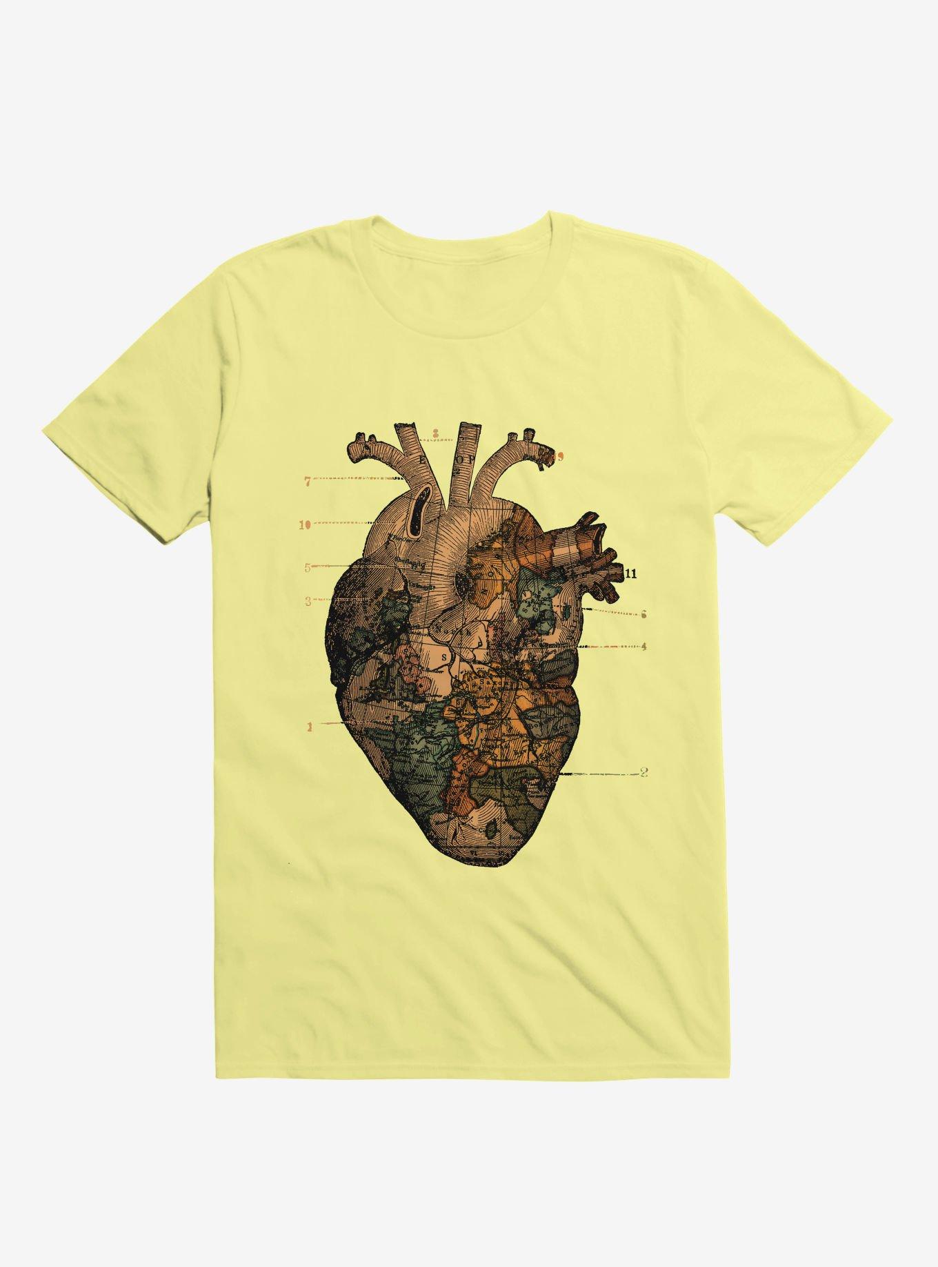 I'll Find You Heart World Map Corn Silk Yellow T-Shirt, CORN SILK, hi-res