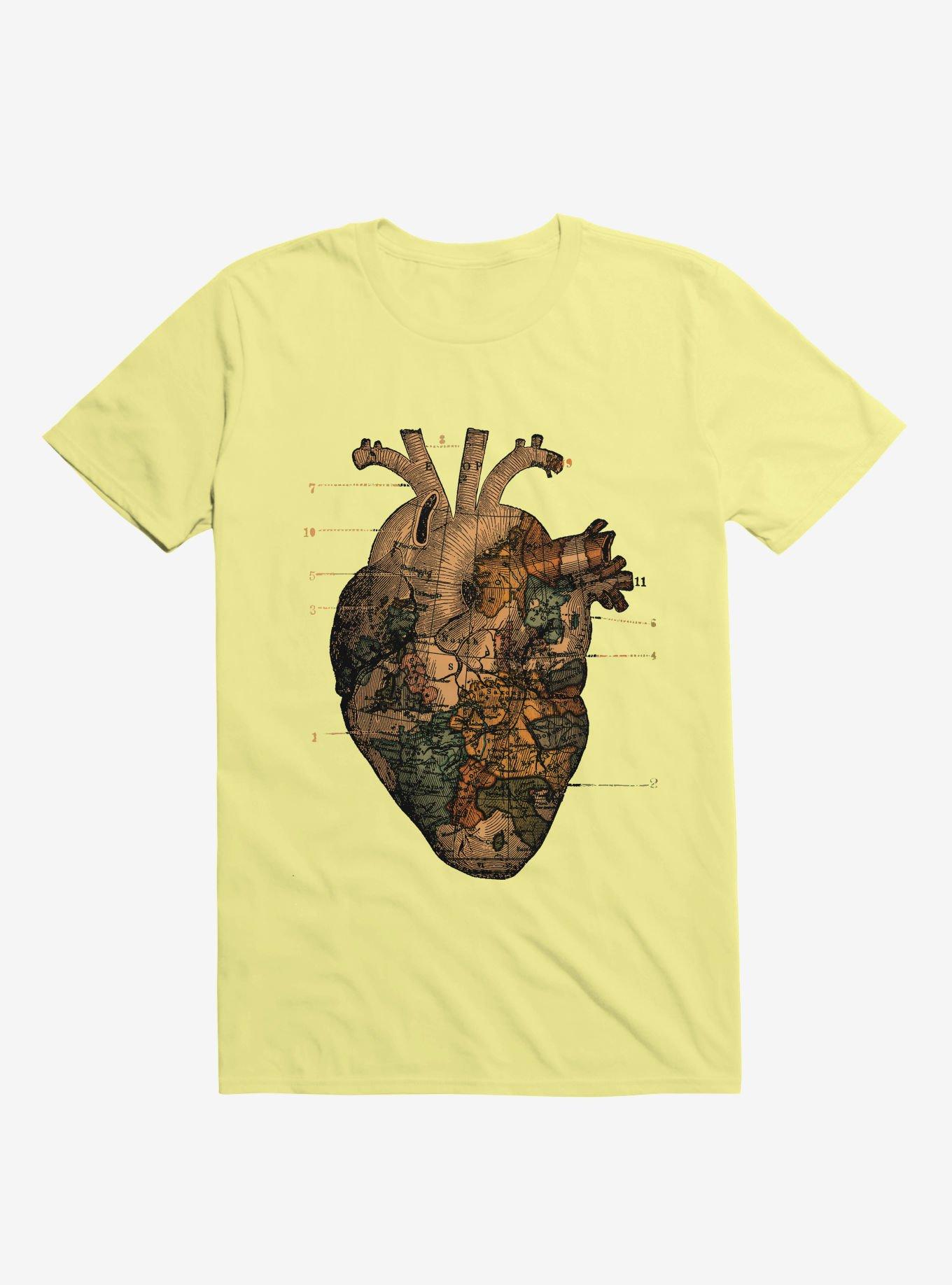 I'll Find You Heart World Map Corn Silk Yellow T-Shirt, , hi-res