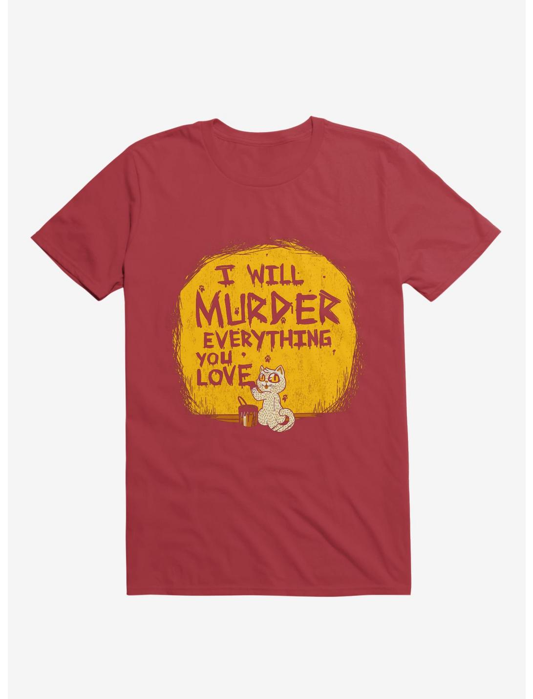 I'll Murder Everything You Love Cat Red T-Shirt, RED, hi-res