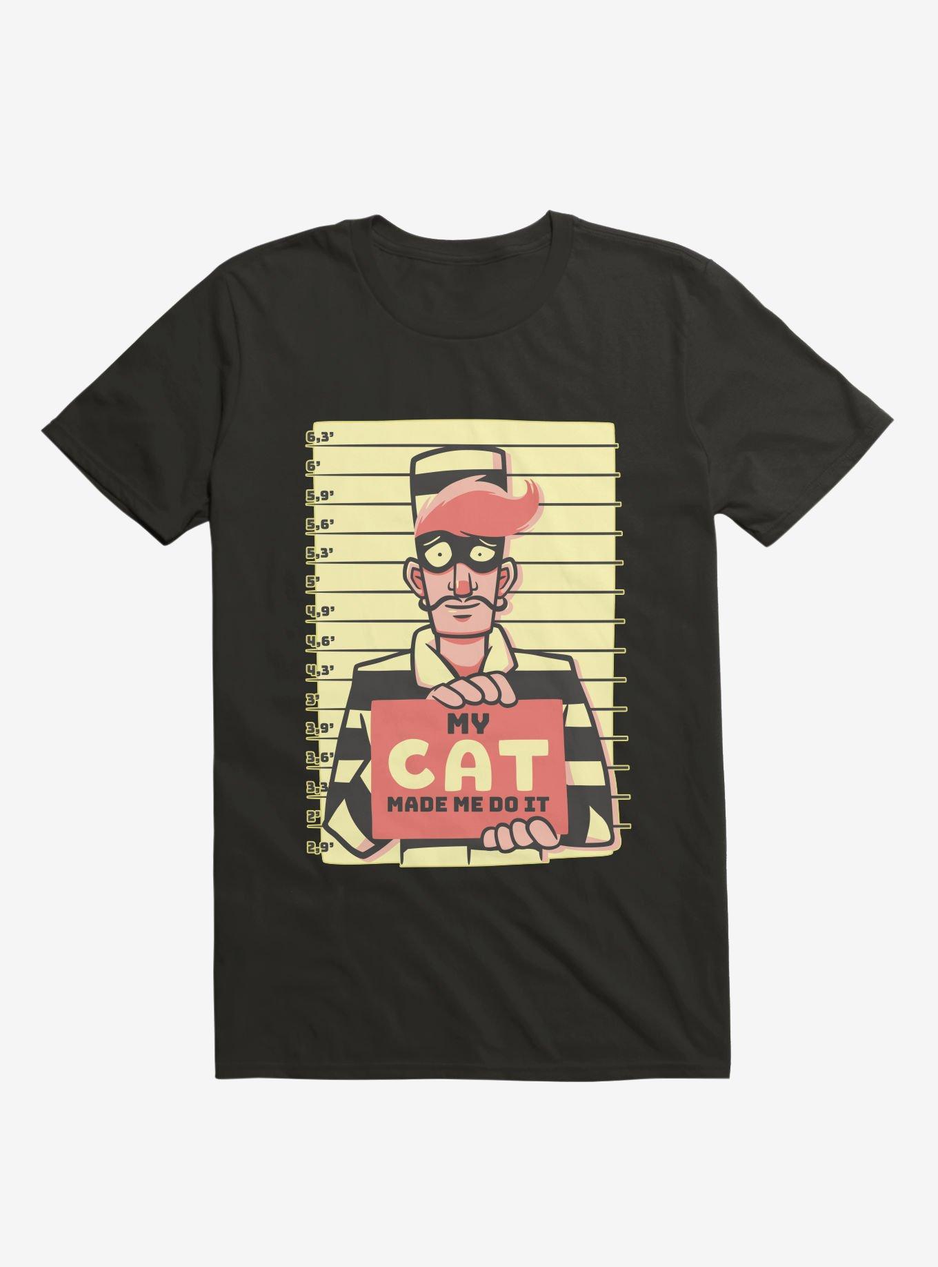 My Cat Made Me Do It Black T-Shirt, BLACK, hi-res