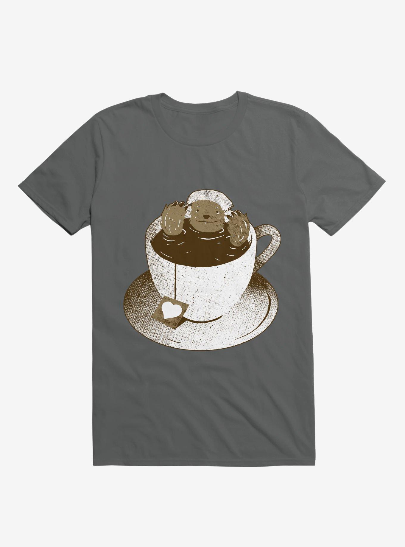 Monday Bath Sloth Coffee Charcoal Grey T-Shirt, CHARCOAL, hi-res
