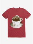 Monday Bath Sloth Coffee Red T-Shirt, RED, hi-res