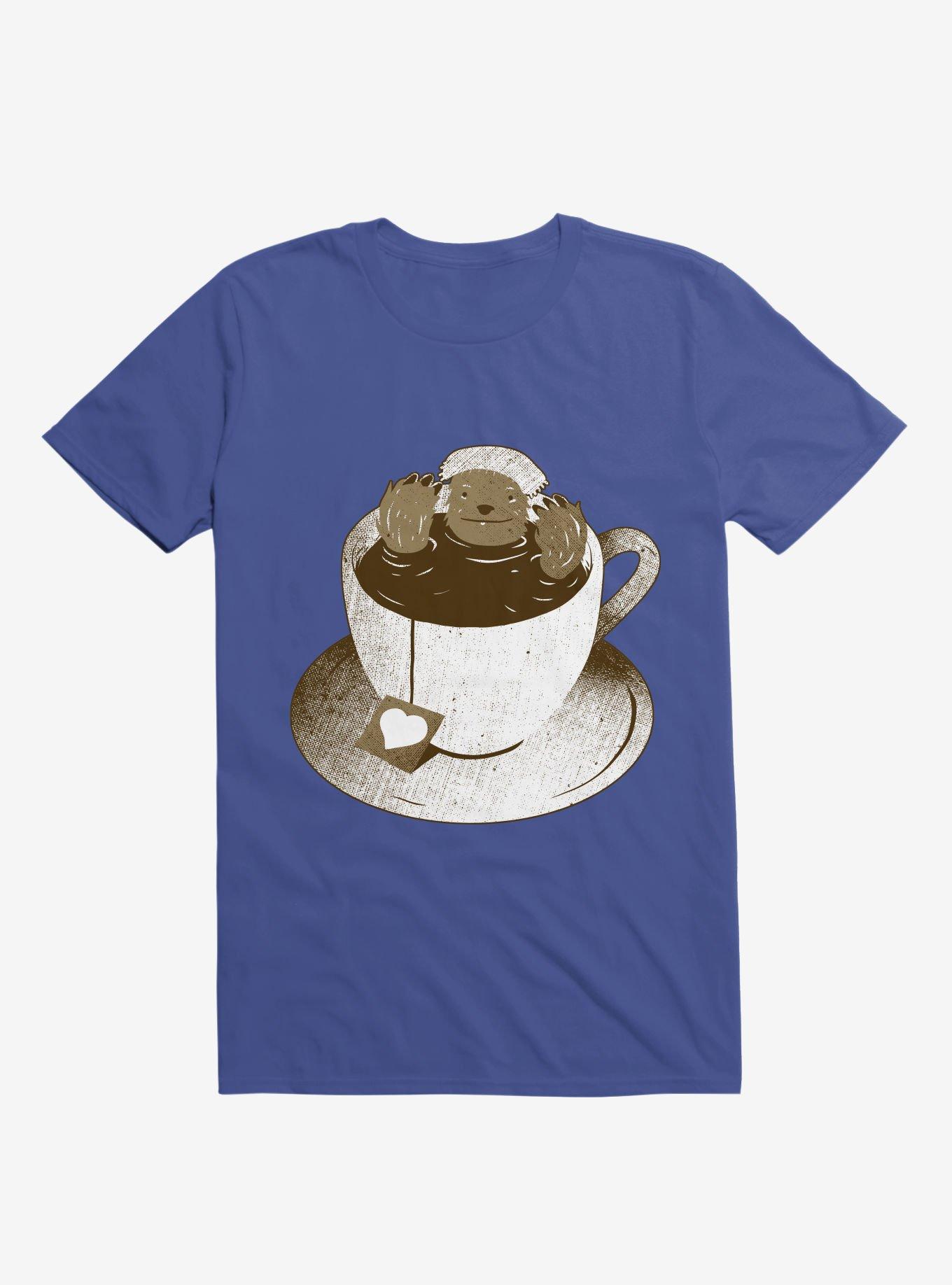 THRDLESS Monday Bath Sloth Coffee Royal Blue T-Shirt