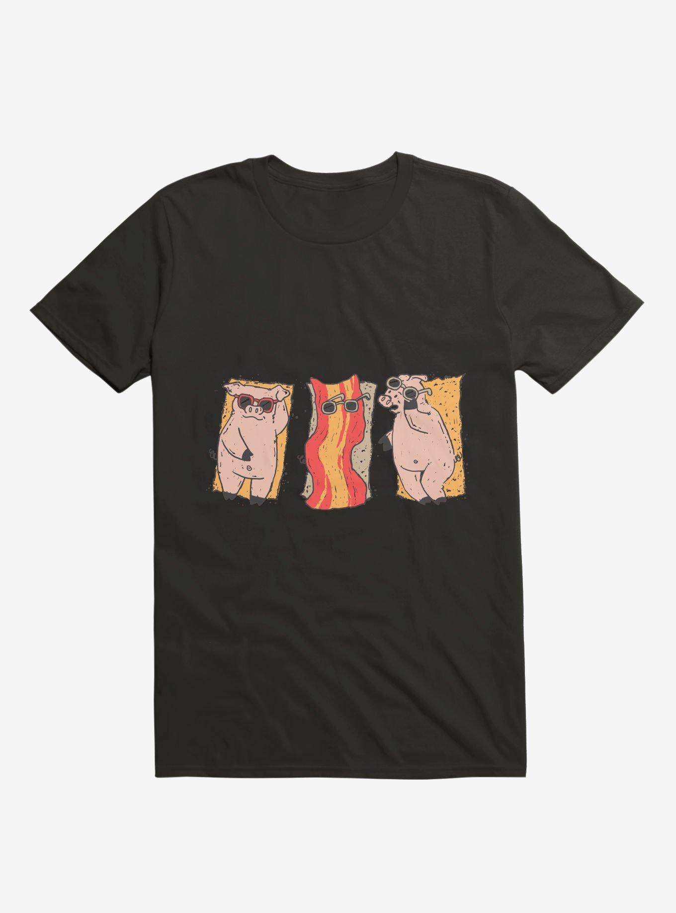 Sunscreen Pigs And Bacon Black T-Shirt, , hi-res