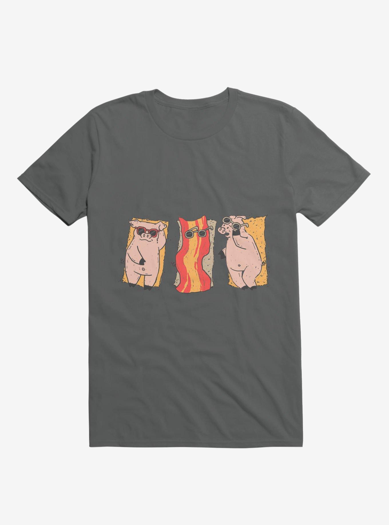 Sunscreen Pigs And Bacon Charcoal Grey T-Shirt