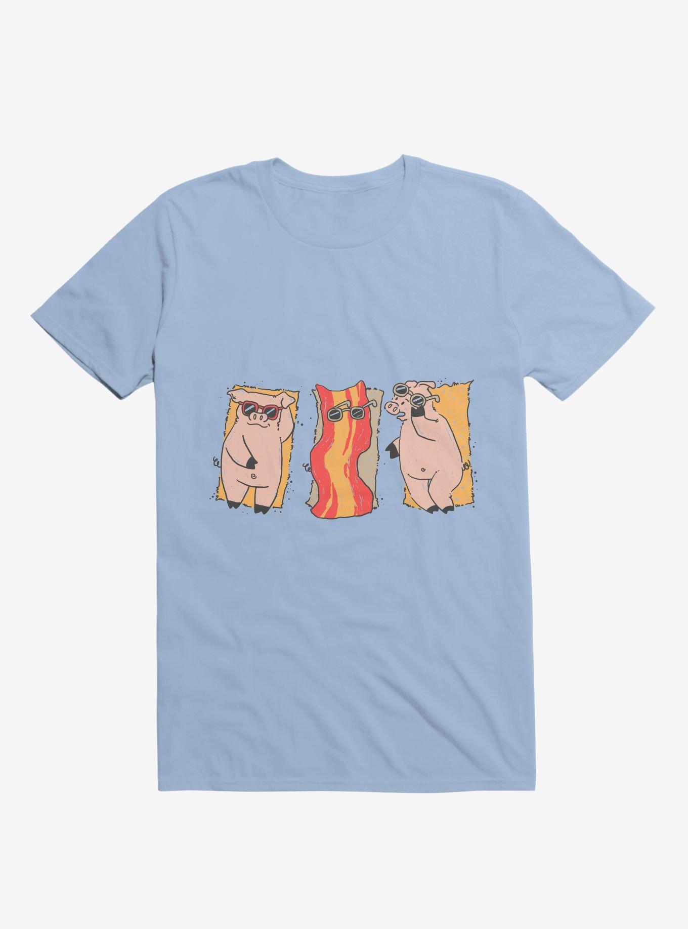 Sunscreen Pigs And Bacon Light Blue T-Shirt, , hi-res