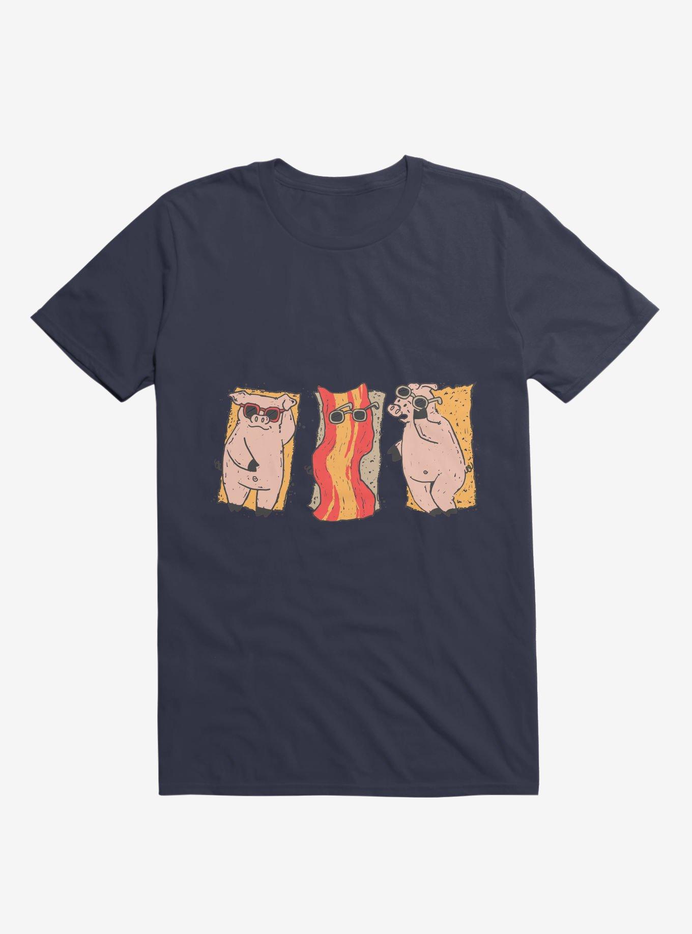 Sunscreen Pigs And Bacon Navy Blue T-Shirt, , hi-res