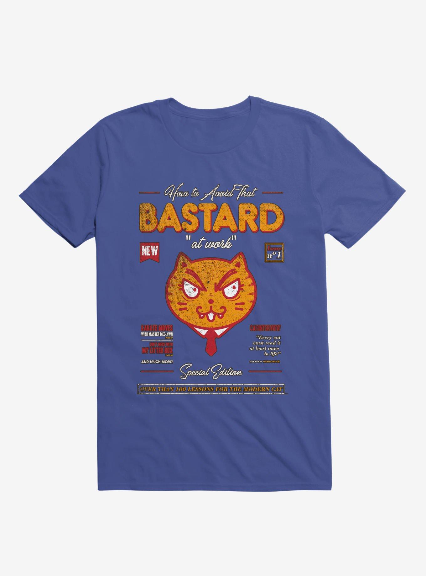Avoid That Bastard At Work Cat Magazine Royal Blue T-Shirt, , hi-res