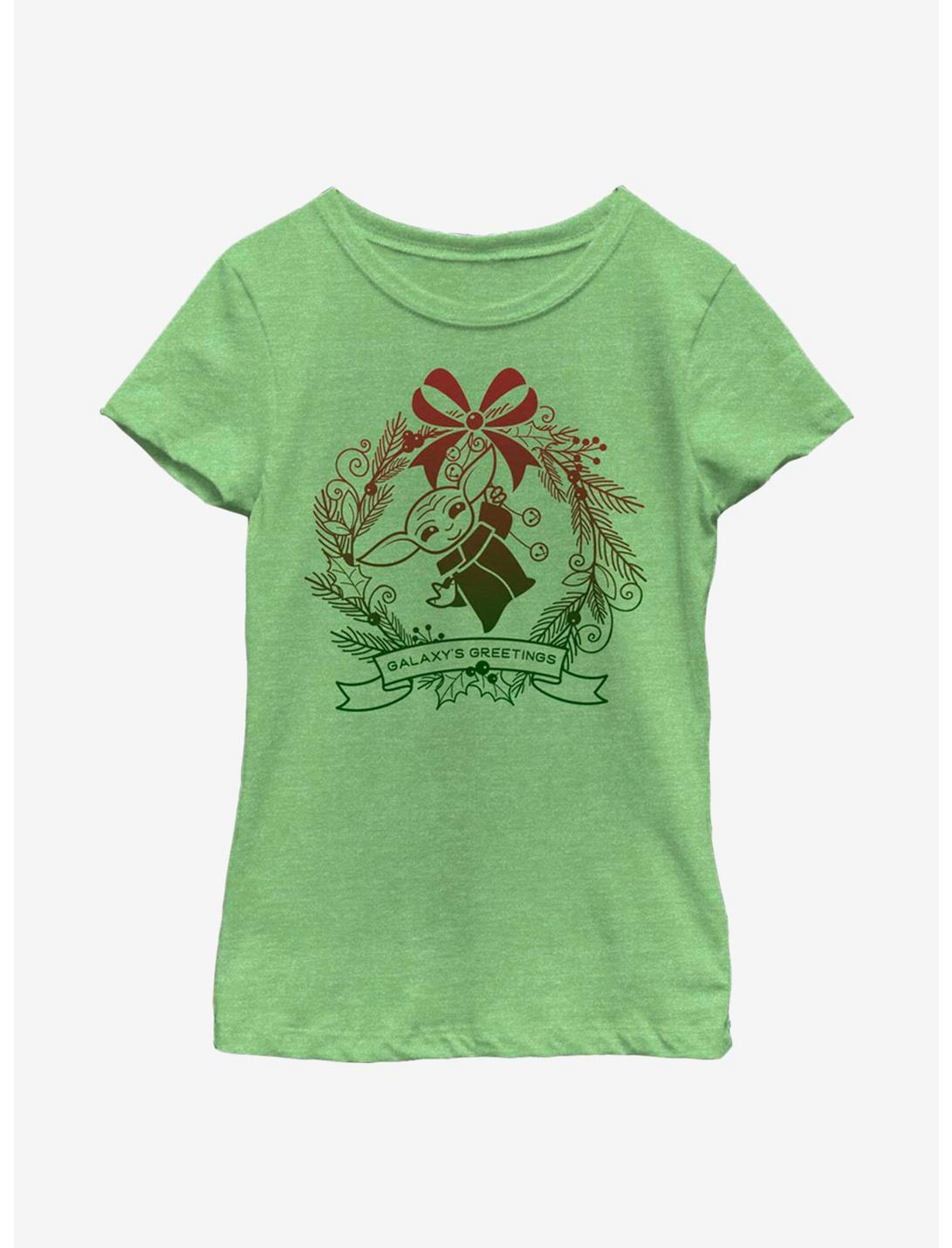 Star Wars The Mandalorian The Child Galaxy Holiday Youth Girls T-Shirt, GRN APPLE, hi-res