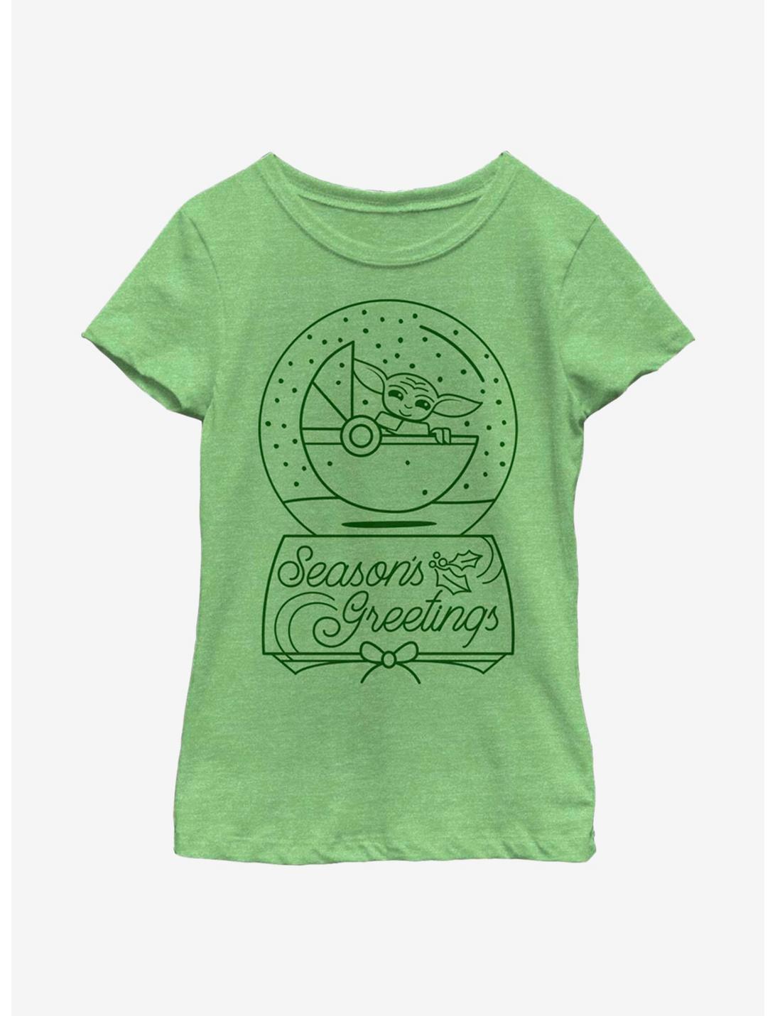 Star Wars The Mandalorian The Child Greetings Outline Youth Girls T-Shirt, GRN APPLE, hi-res