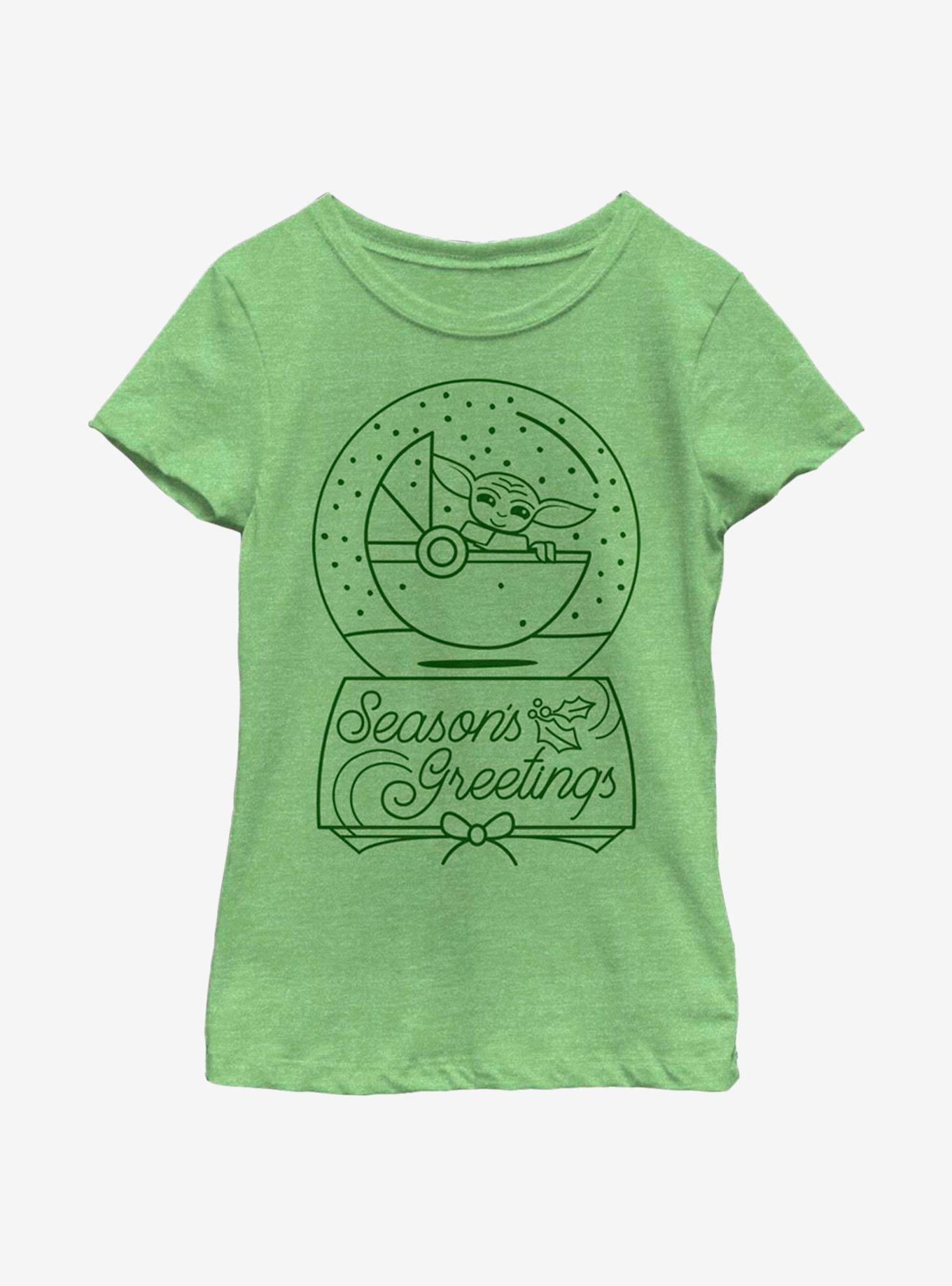 Star Wars The Mandalorian The Child Greetings Outline Youth Girls T-Shirt, GRN APPLE, hi-res