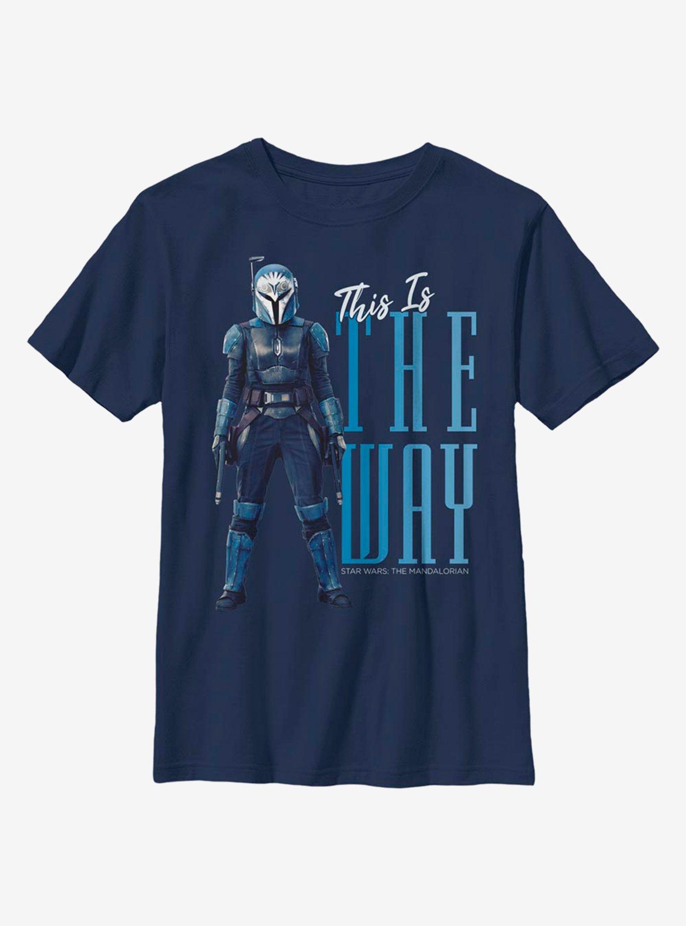 Star Wars The Mandalorian Bo-Katan Stance Youth T-Shirt, NAVY, hi-res