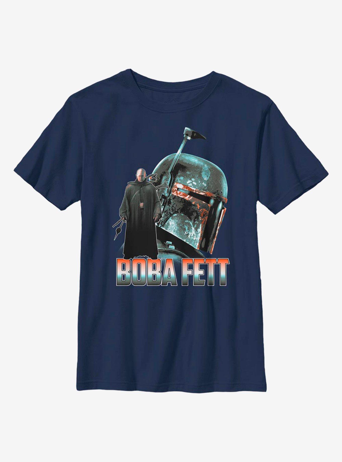 Star Wars The Mandalorian Boba Fett Youth T-Shirt, NAVY, hi-res
