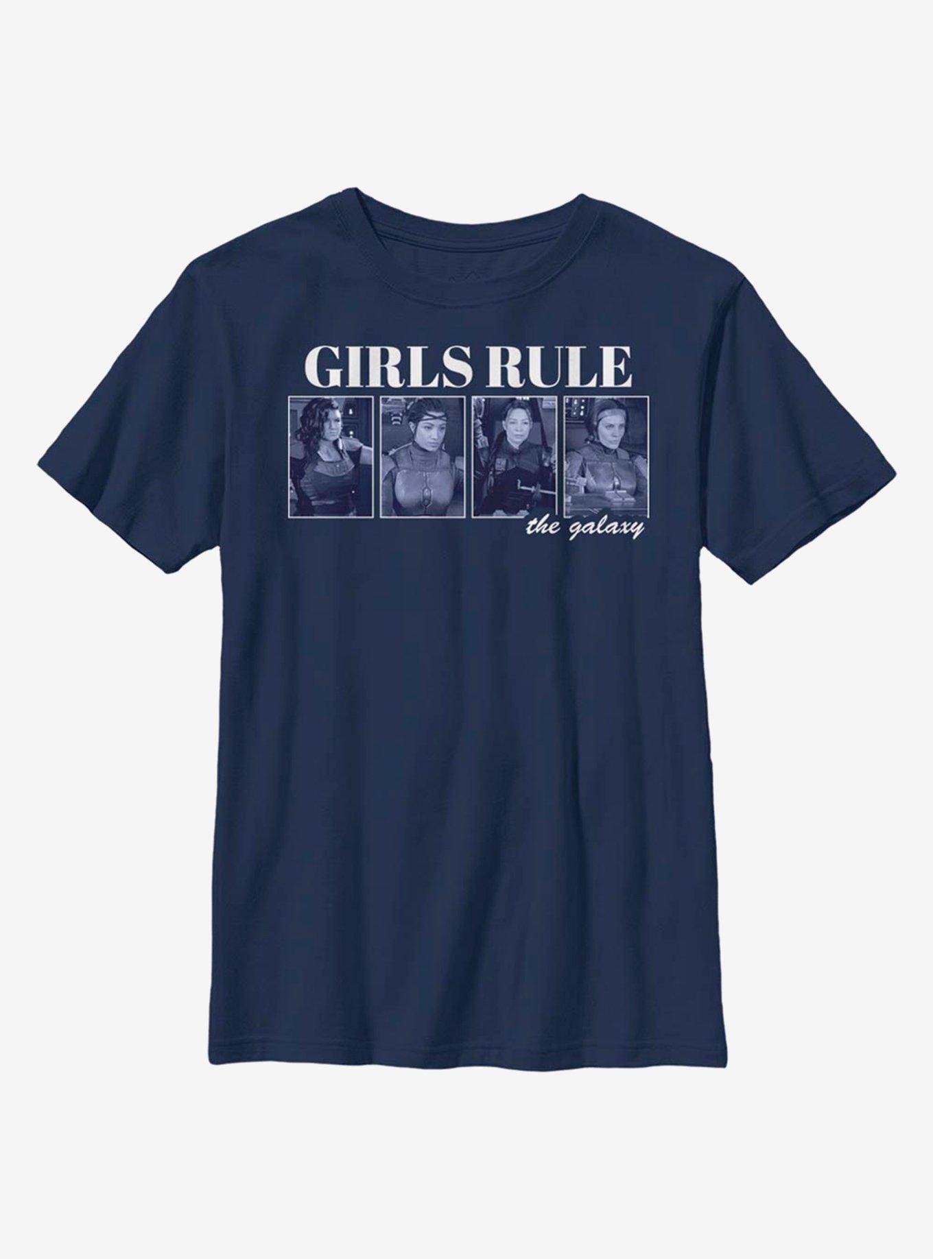 Star Wars The Mandalorian Girls Rule The Galaxy Youth T-Shirt, NAVY, hi-res