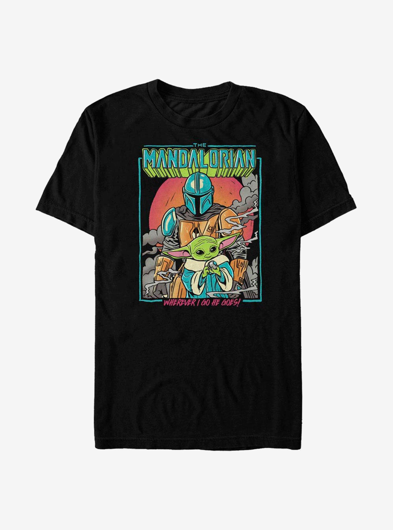 Star Wars The Mandalorian The Child He Goes Poster T-Shirt, BLACK, hi-res