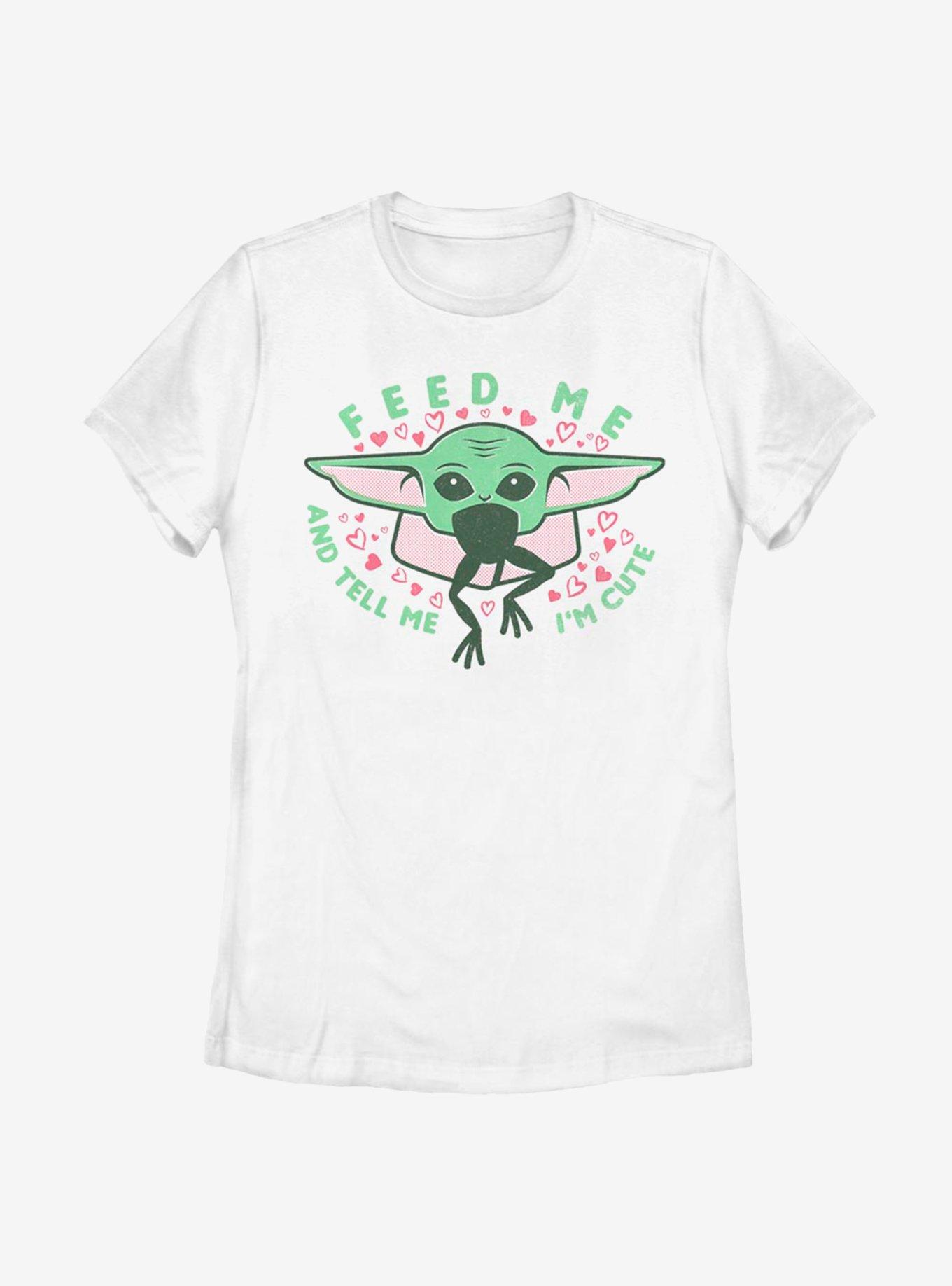 Star Wars The Mandalorian The Child Feed Me Womens T-Shirt WHITE