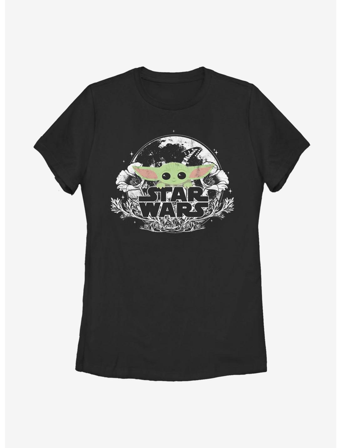 Star Wars The Mandalorian The Child Floral Womens T-Shirt, BLACK, hi-res