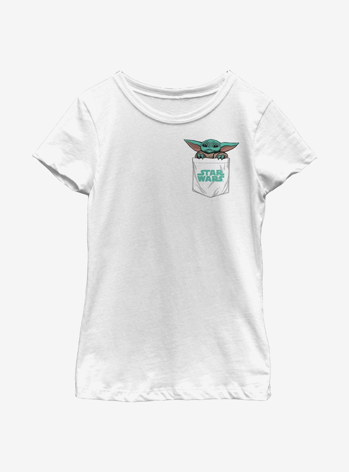 Star Wars The Mandalorian The Child Cute Faux Pocket Youth Girls T-Shirt, WHITE, hi-res