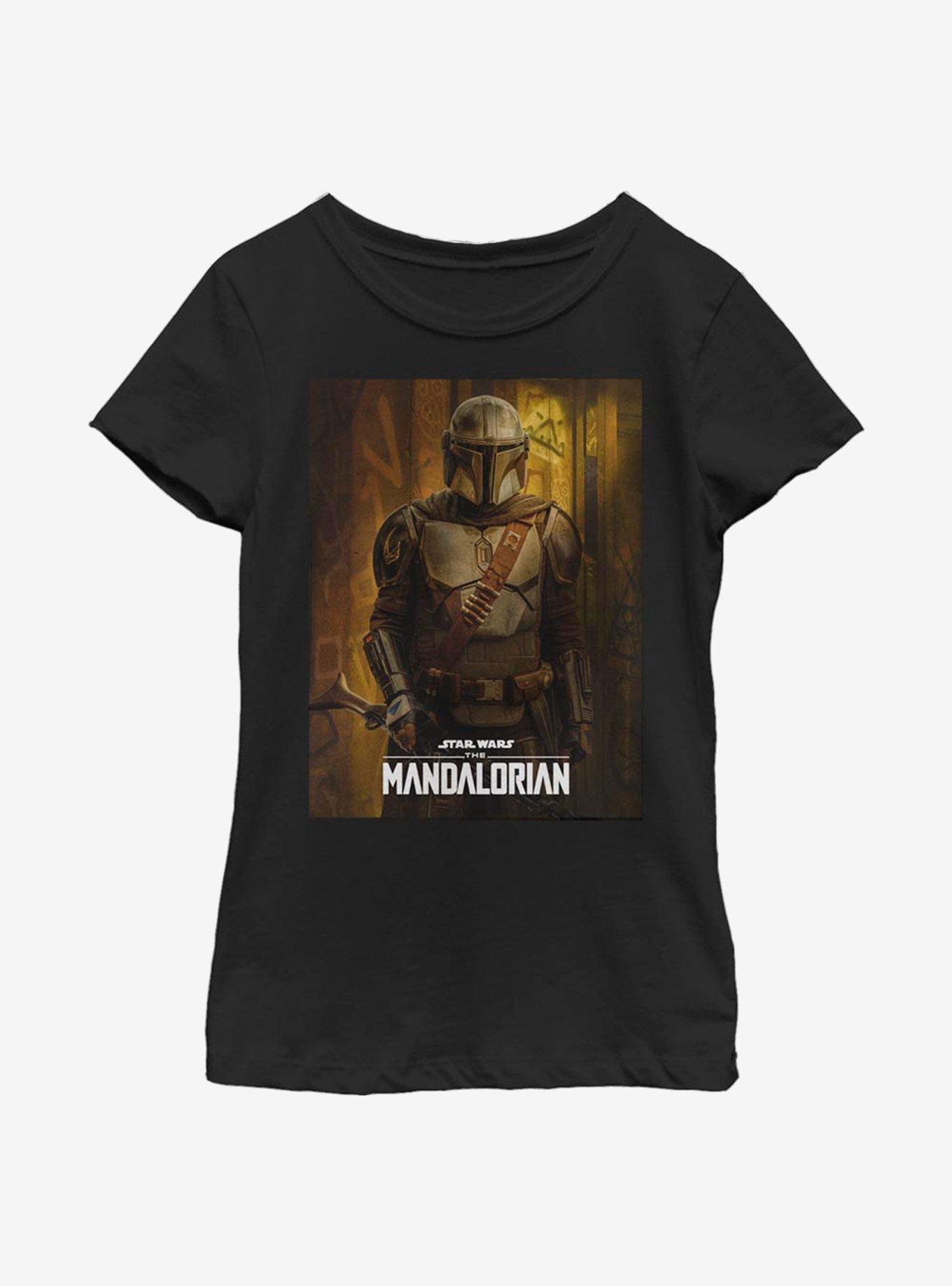 Star Wars The Mandalorian Stance Poster Youth Girls T-Shirt, BLACK, hi-res