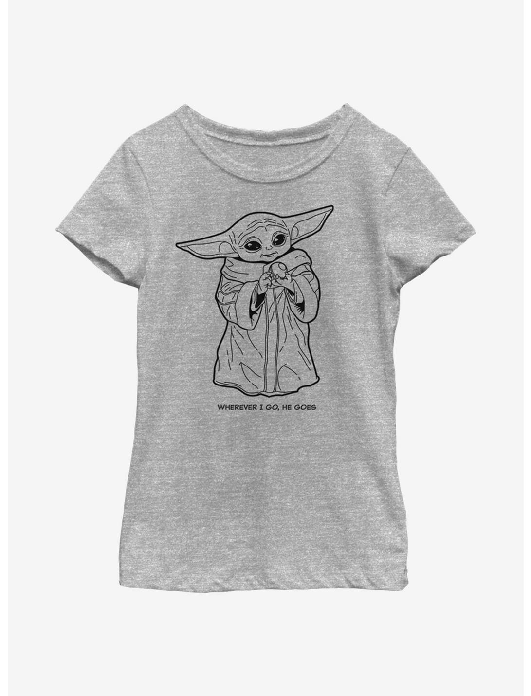 Star Wars The Mandalorian The Child Wherever Youth Girls T-Shirt, ATH HTR, hi-res