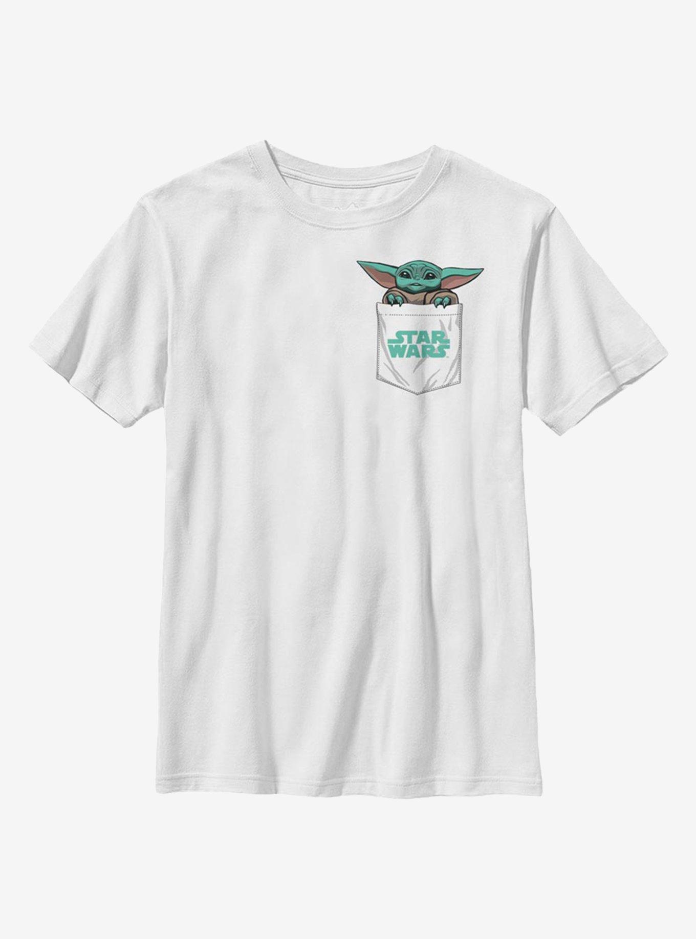 Star Wars The Mandalorian The Child Cute Faux Pocket Youth T-Shirt, WHITE, hi-res