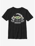 Star Wars The Mandalorian The Child Floral Youth T-Shirt, BLACK, hi-res