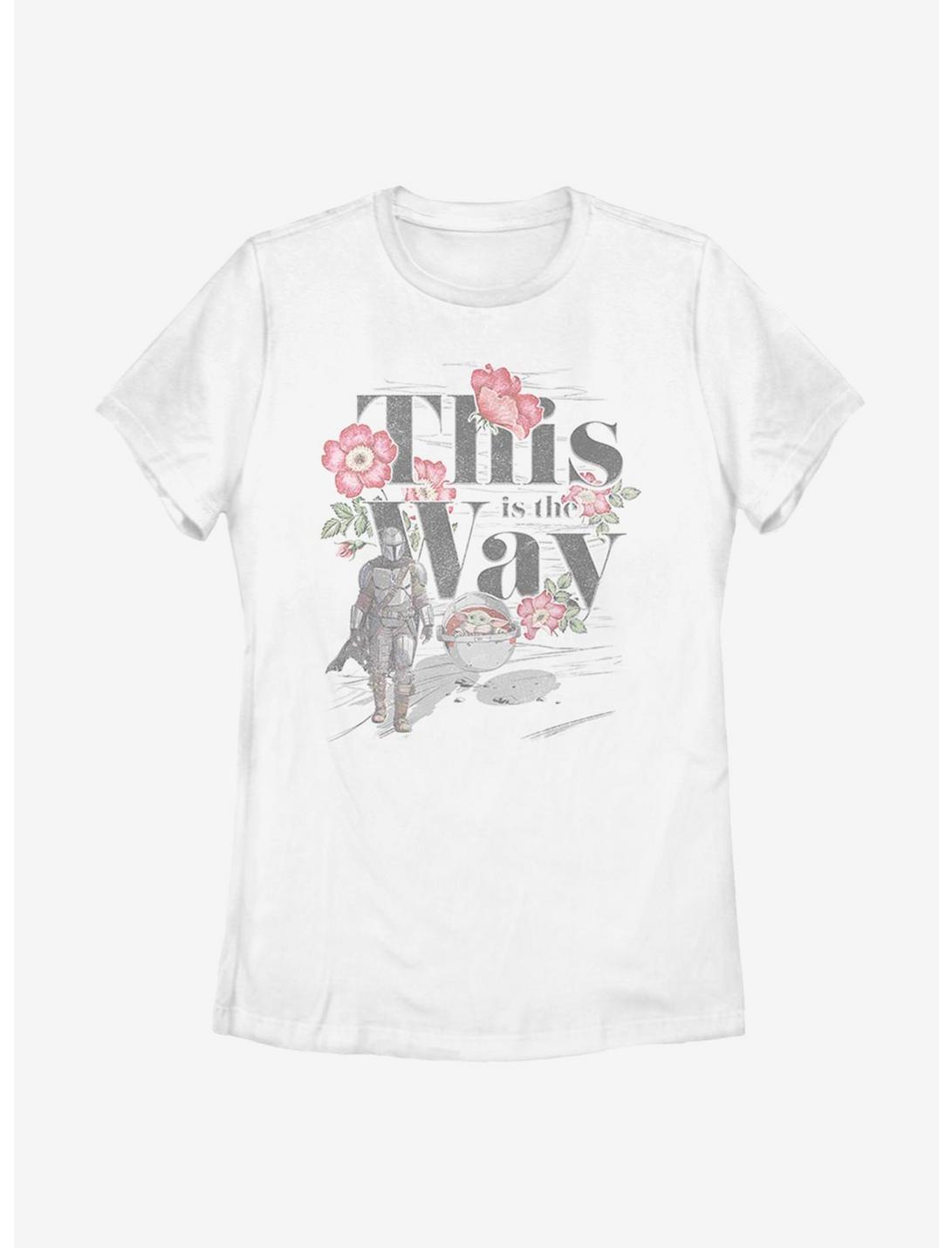 Star Wars The Mandalorian The Child Way Floral Womens T-Shirt, WHITE, hi-res