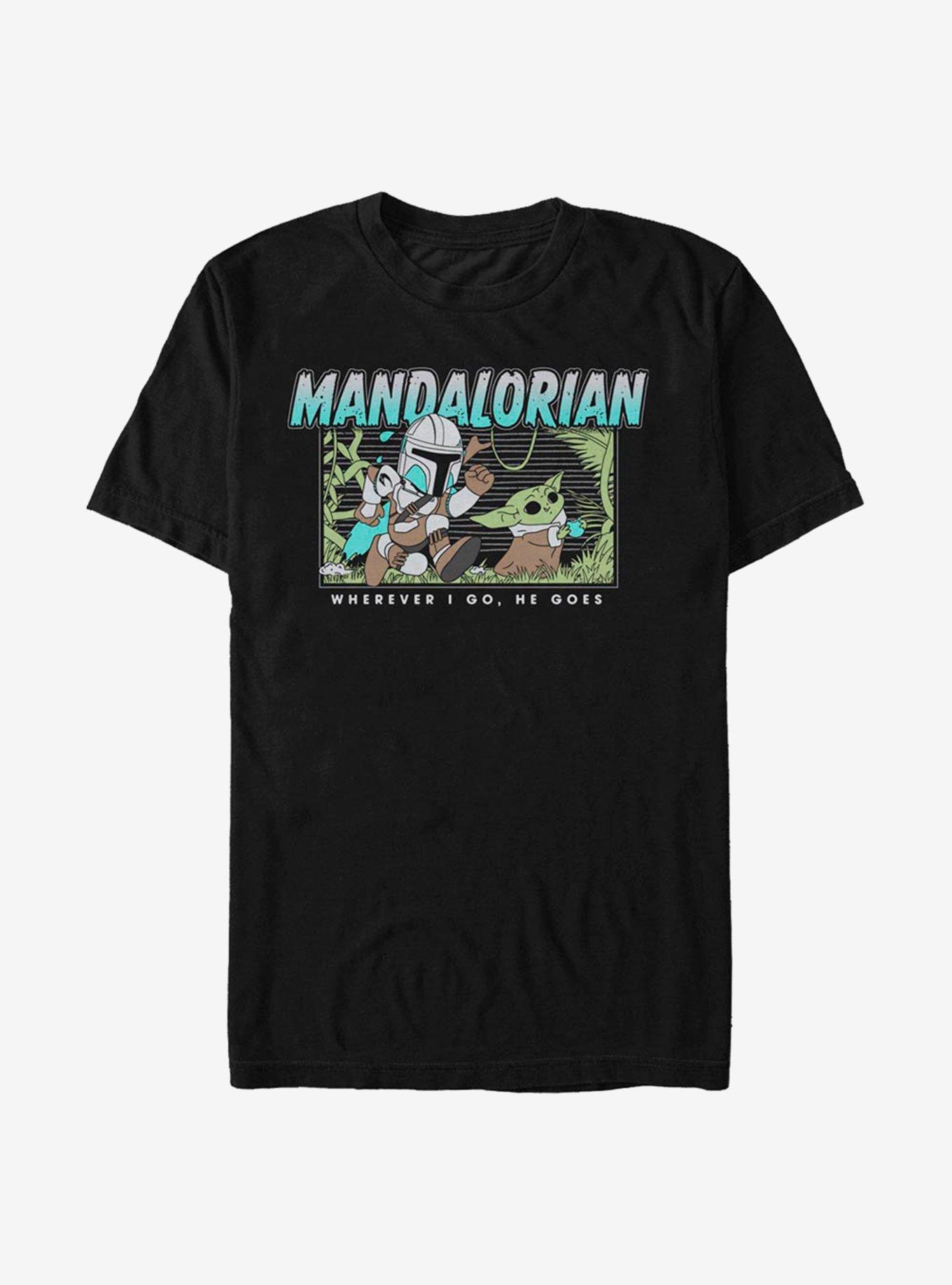 Star Wars The Mandalorian The Child Macaron Chase T-Shirt, BLACK, hi-res
