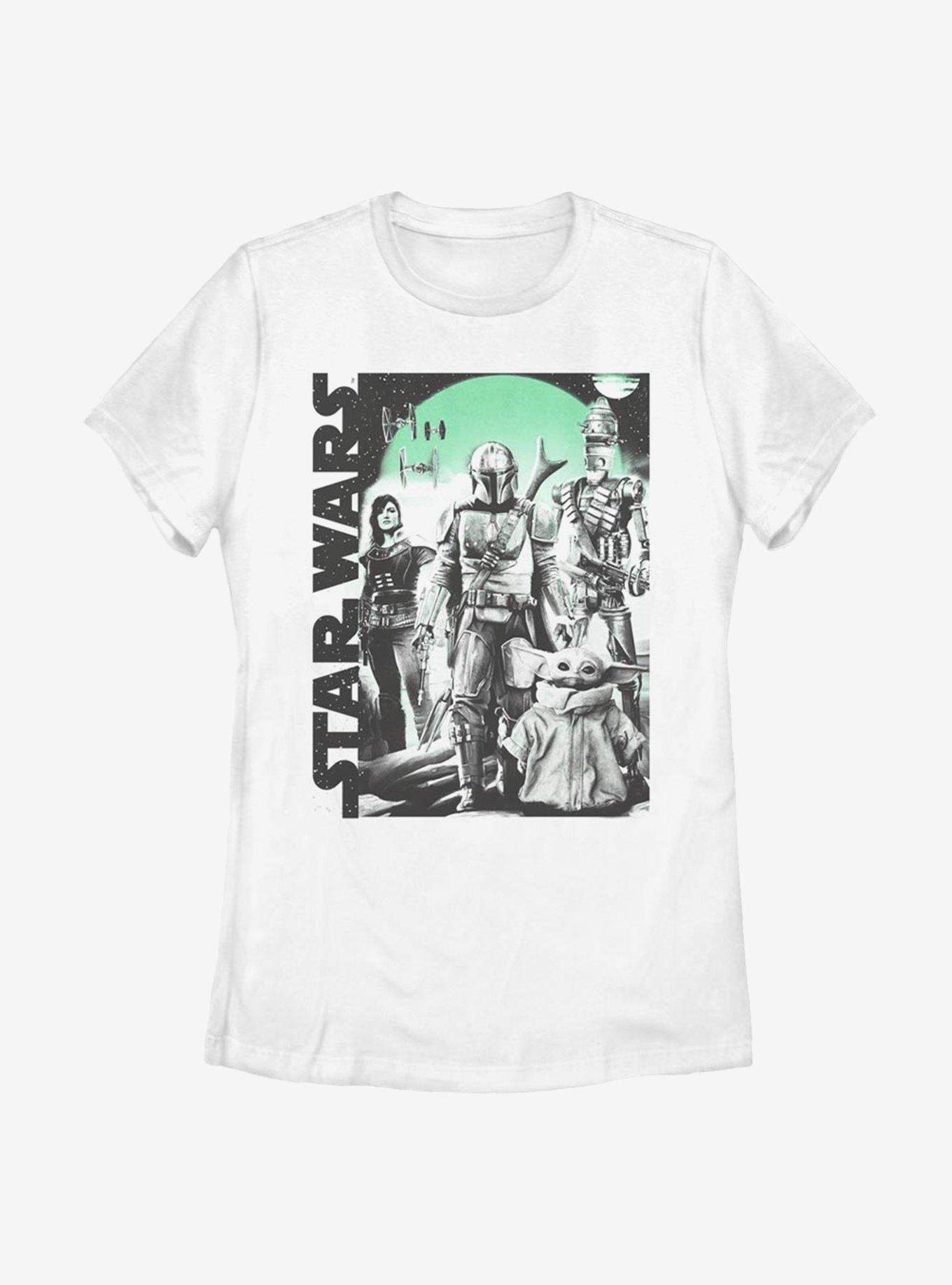 Star Wars The Mandalorian Group Poster Circle Womens T-Shirt, WHITE, hi-res