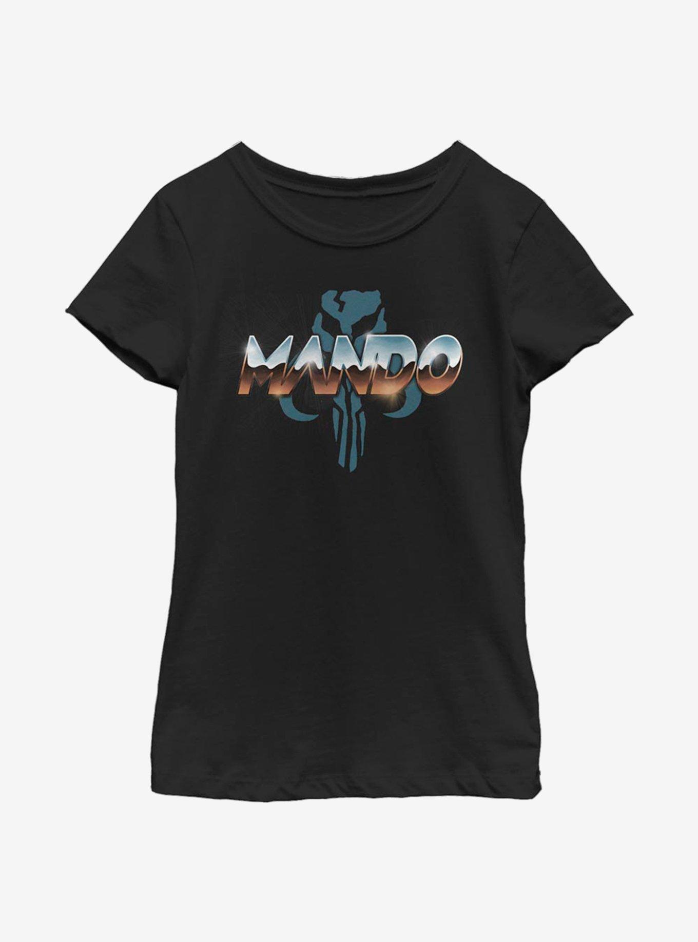 Star Wars The Mandalorian Mando Chrome Large Letters Youth Girls T-Shirt, , hi-res