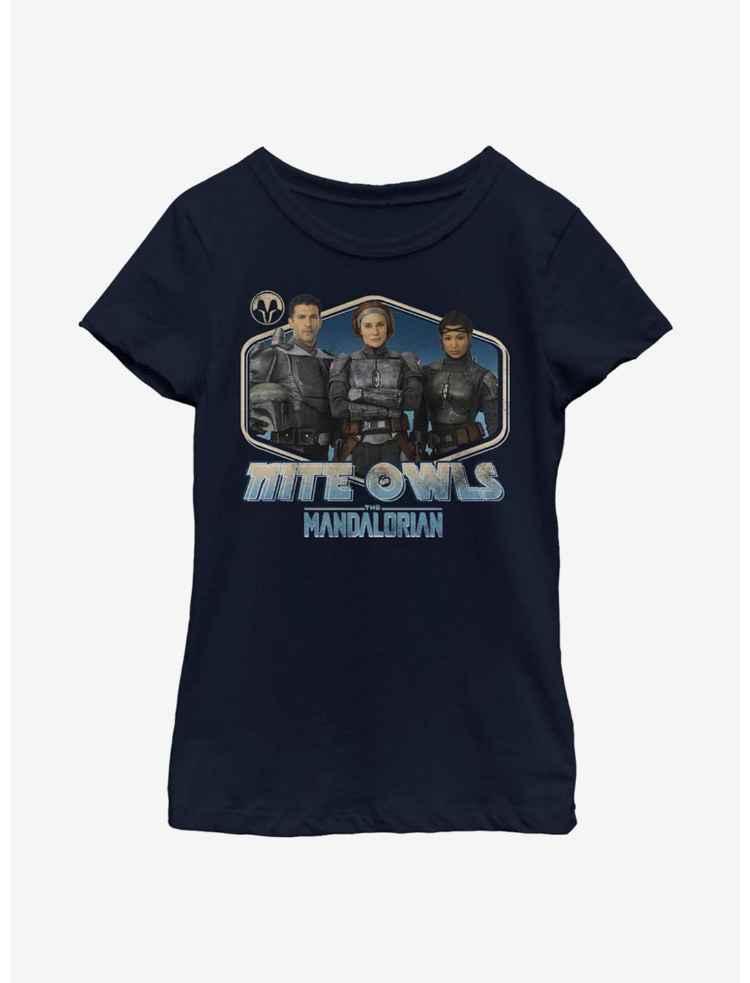Star Wars The Mandalorian Night Owls Youth Girls T-Shirt, NAVY, hi-res
