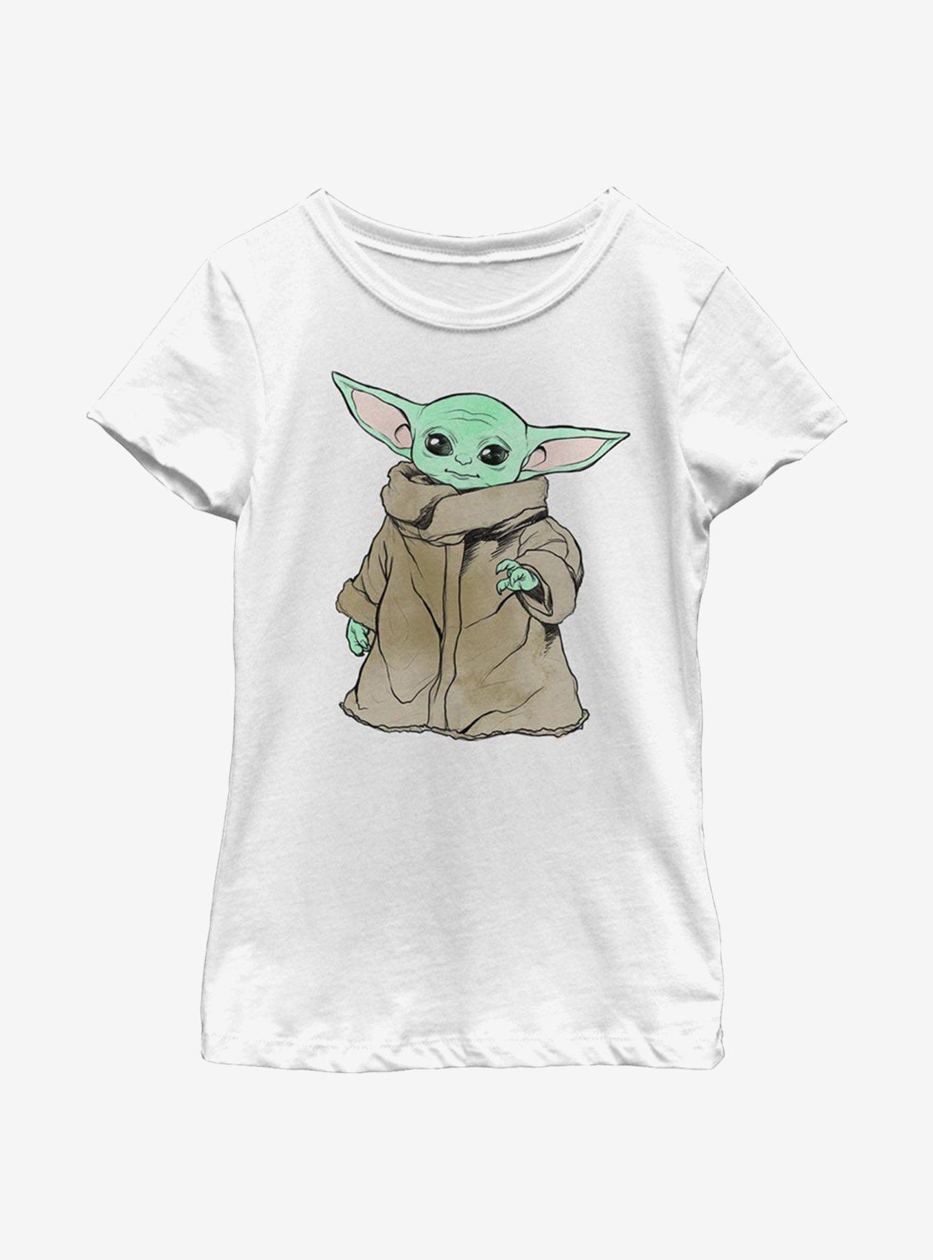 Star Wars The Mandalorian The Child Sketch Simple Youth Girls T-Shirt, , hi-res
