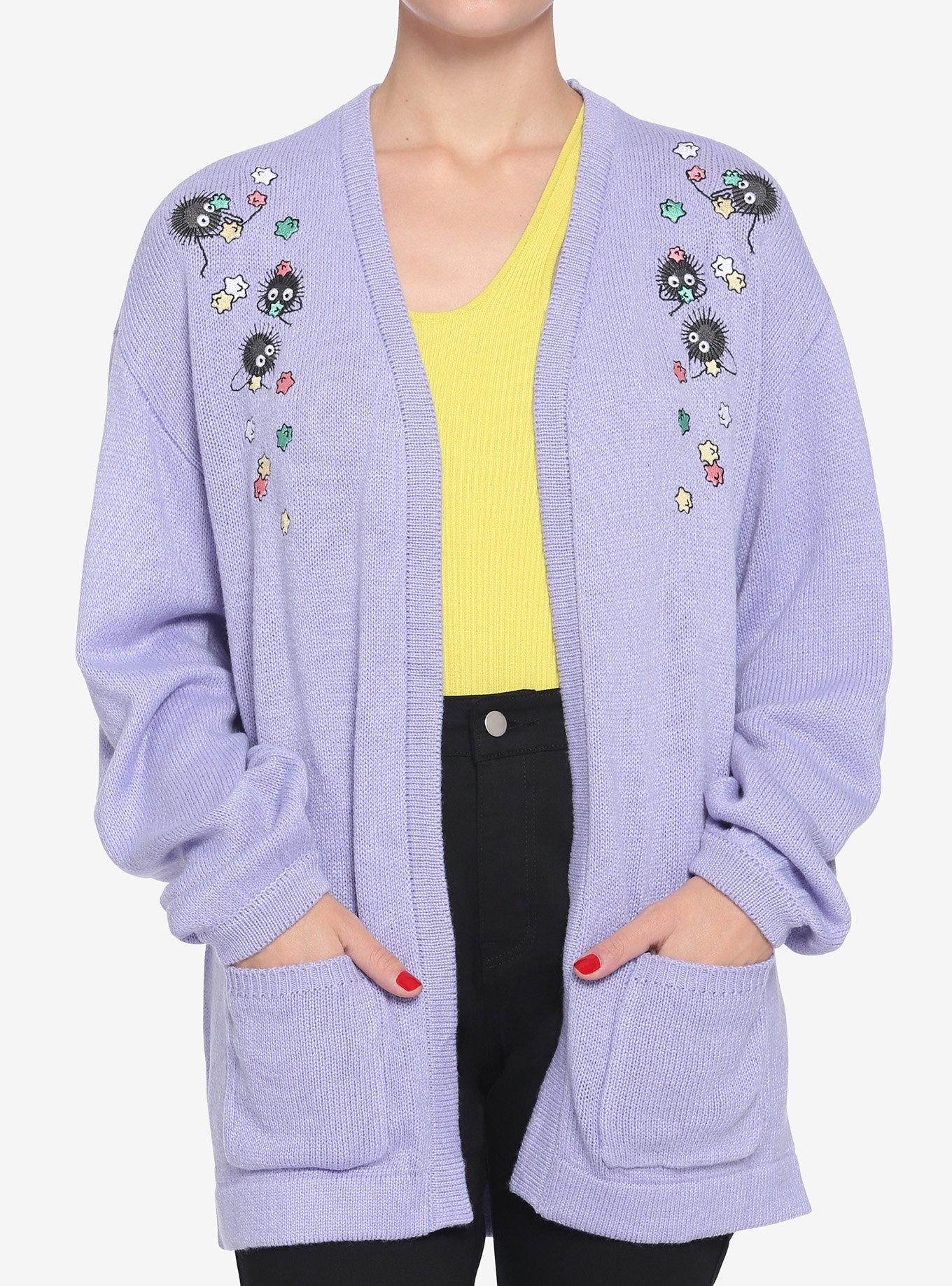 Studio Ghibli Spirited Away Soot Sprites Lavender Girls Open Cardigan, MULTI, hi-res